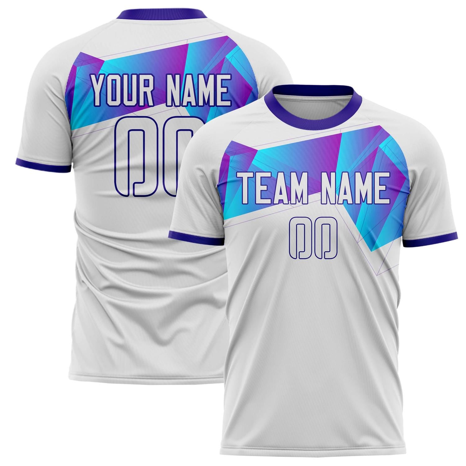 Custom White Purple Pattern Soccer Jersey FT02240809JG139