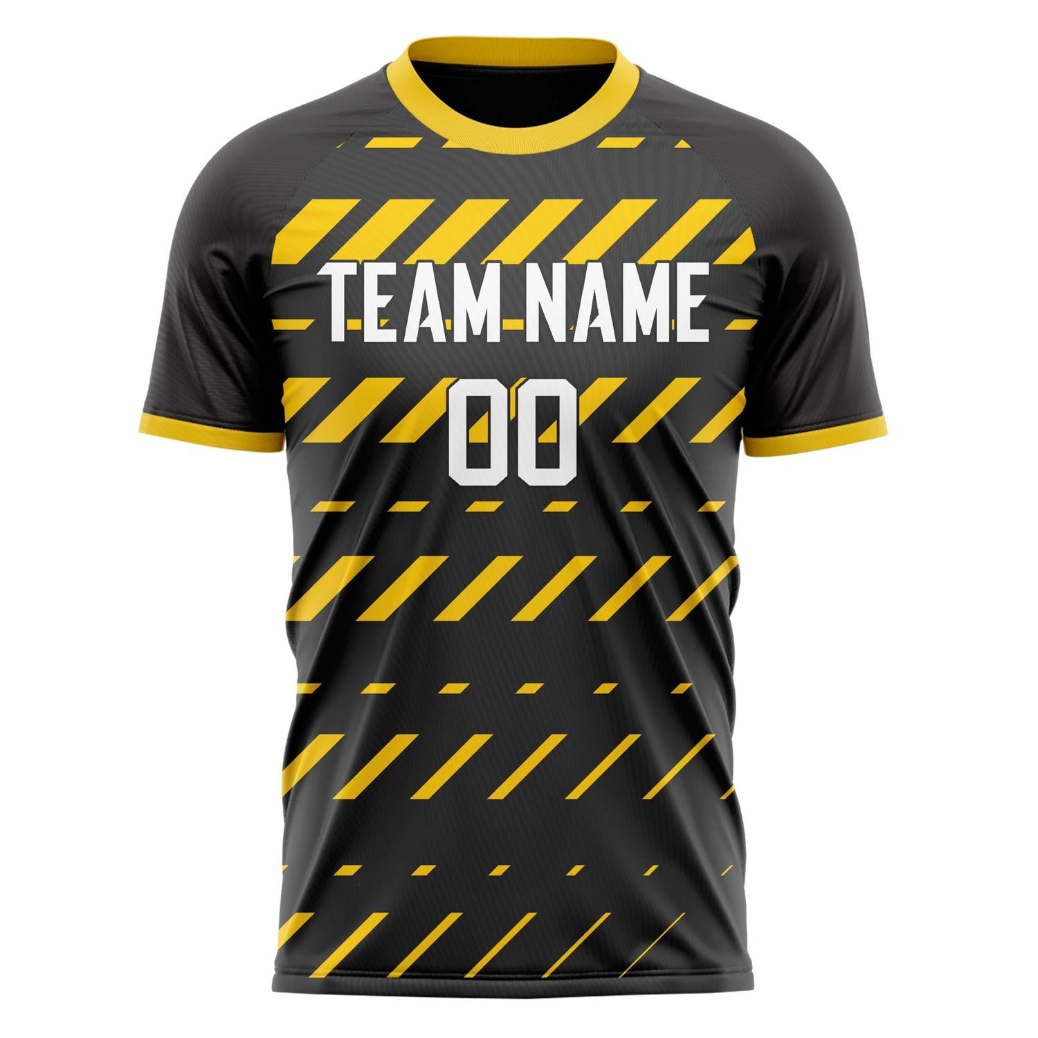 Custom Black Gold Pattern Soccer Jersey