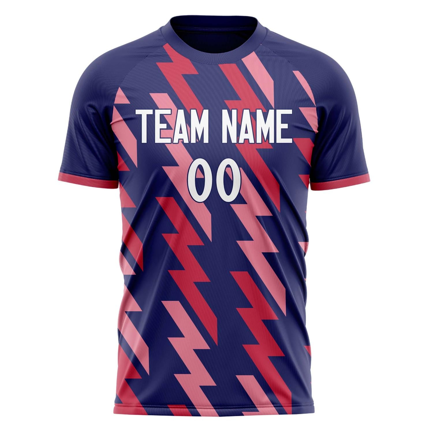 Custom Navy Pink Pattern Soccer Jersey