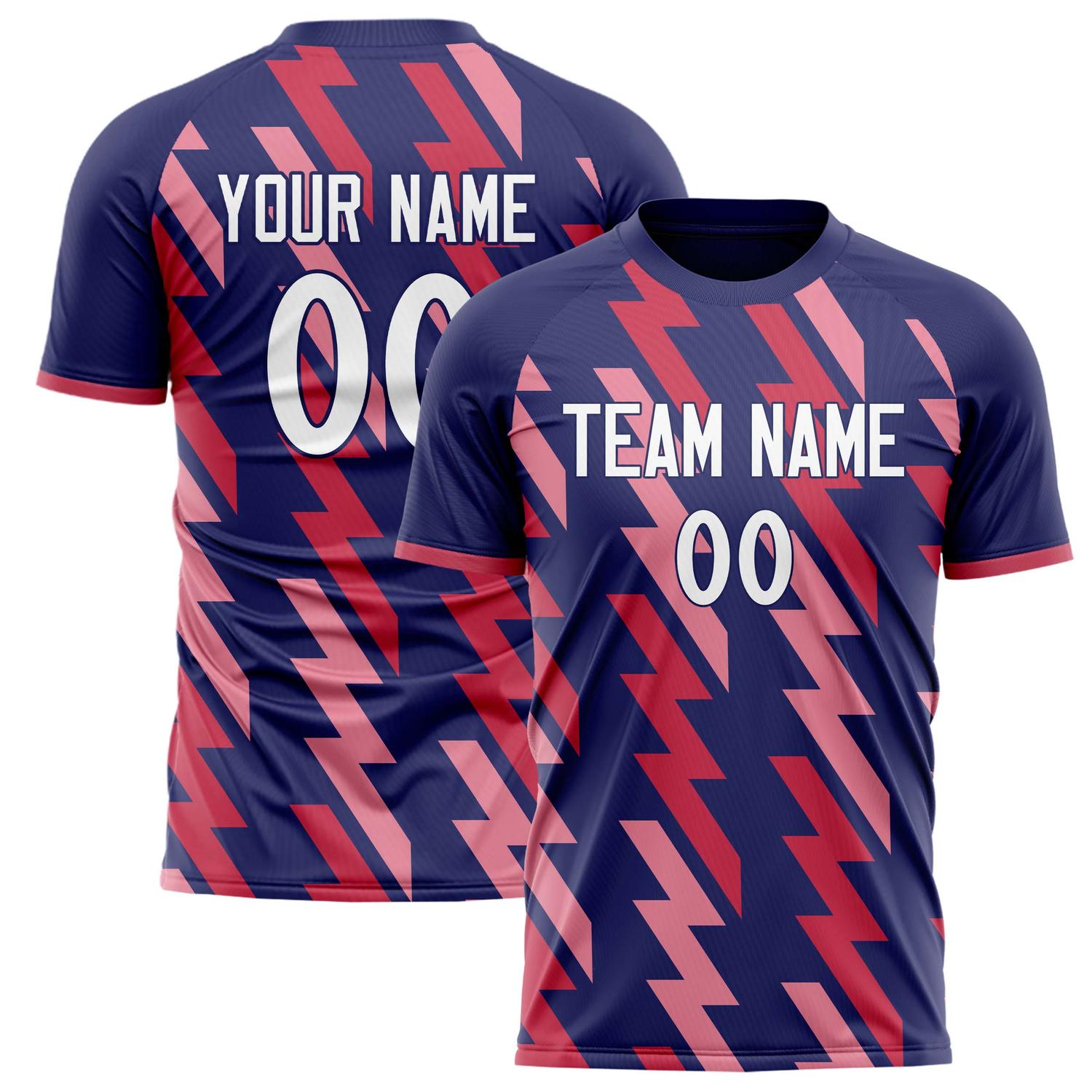 Custom Navy Pink Pattern Soccer Jersey FT02240809JG142