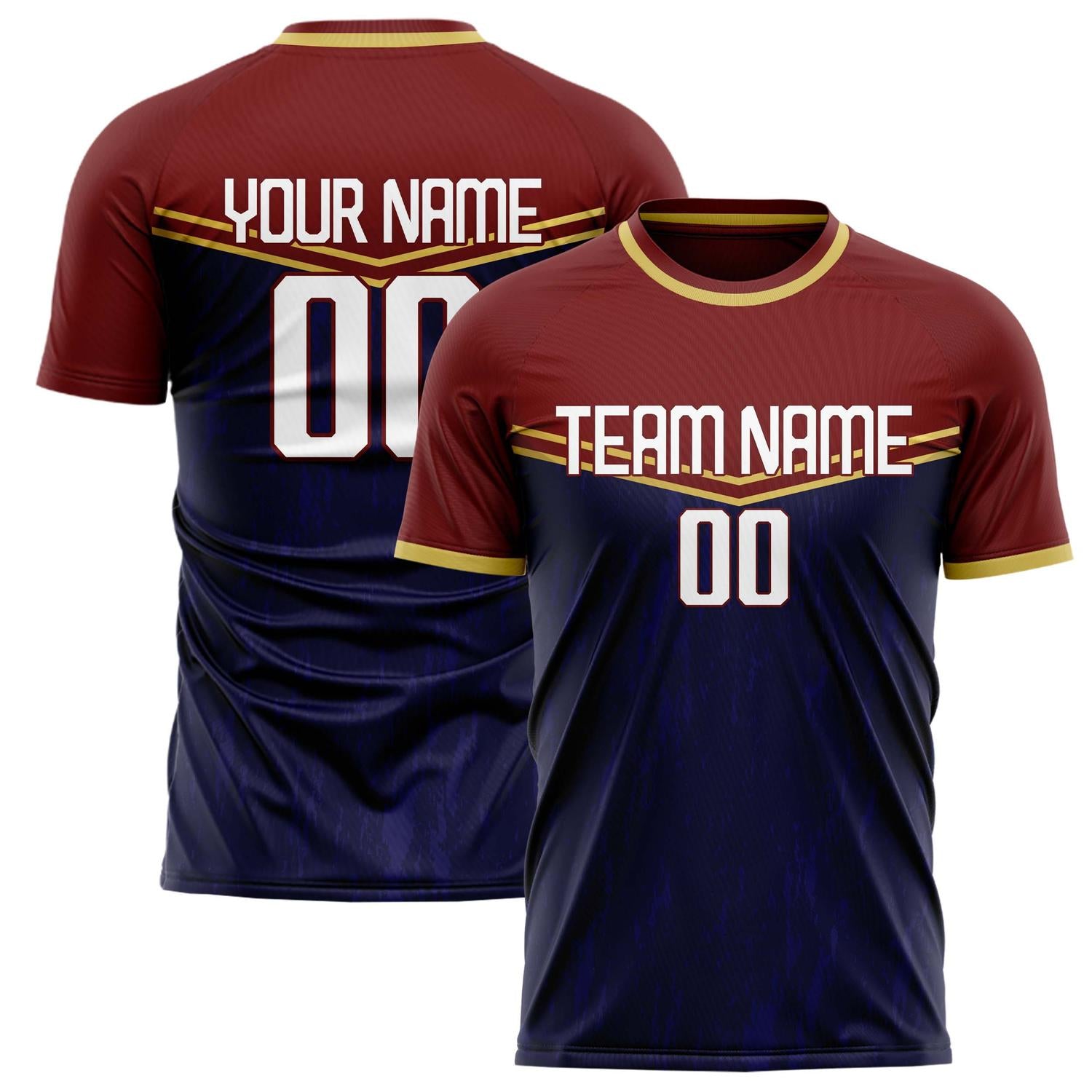Custom Navy Maroon Pattern Soccer Jersey FT02240809JG143