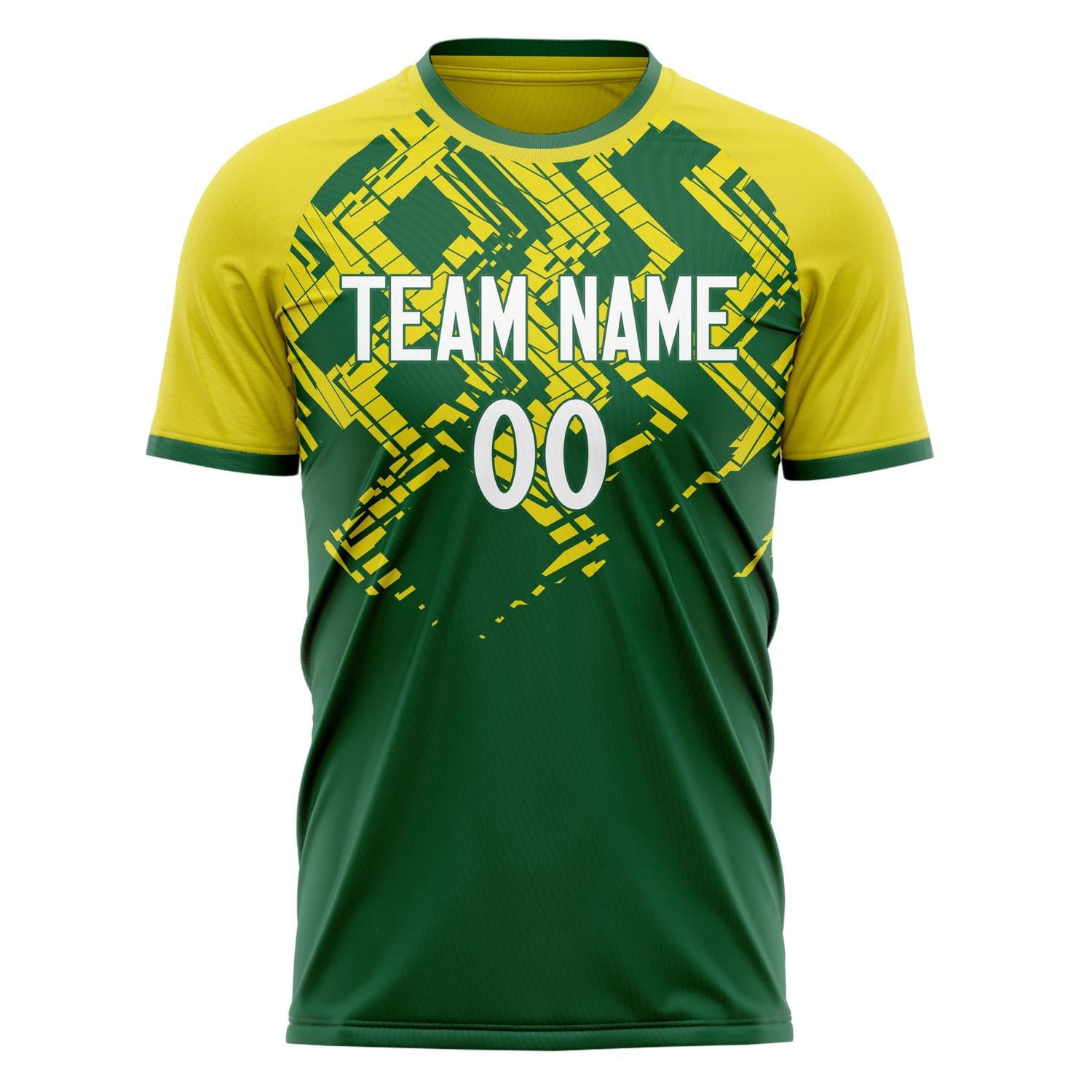 Custom Kelly Green Yellow Pattern Soccer Jersey