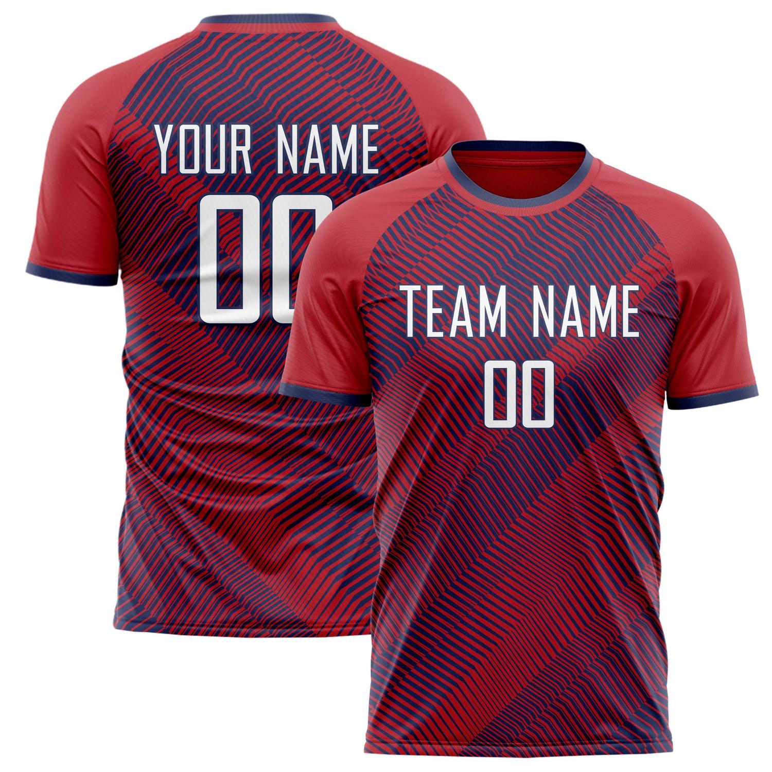 Custom Red White Pattern Soccer Jersey FT02240809JG149