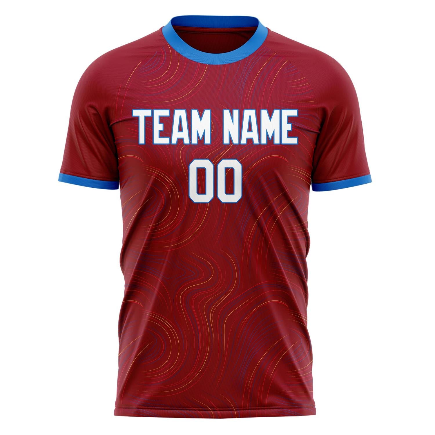 Custom Red White Pattern Soccer Jersey