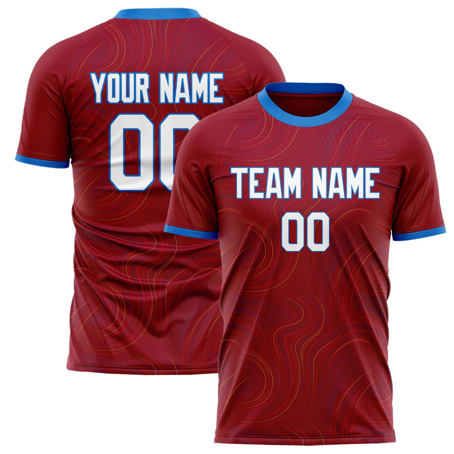 Custom Red White Pattern Soccer Jersey FT02240809JG150