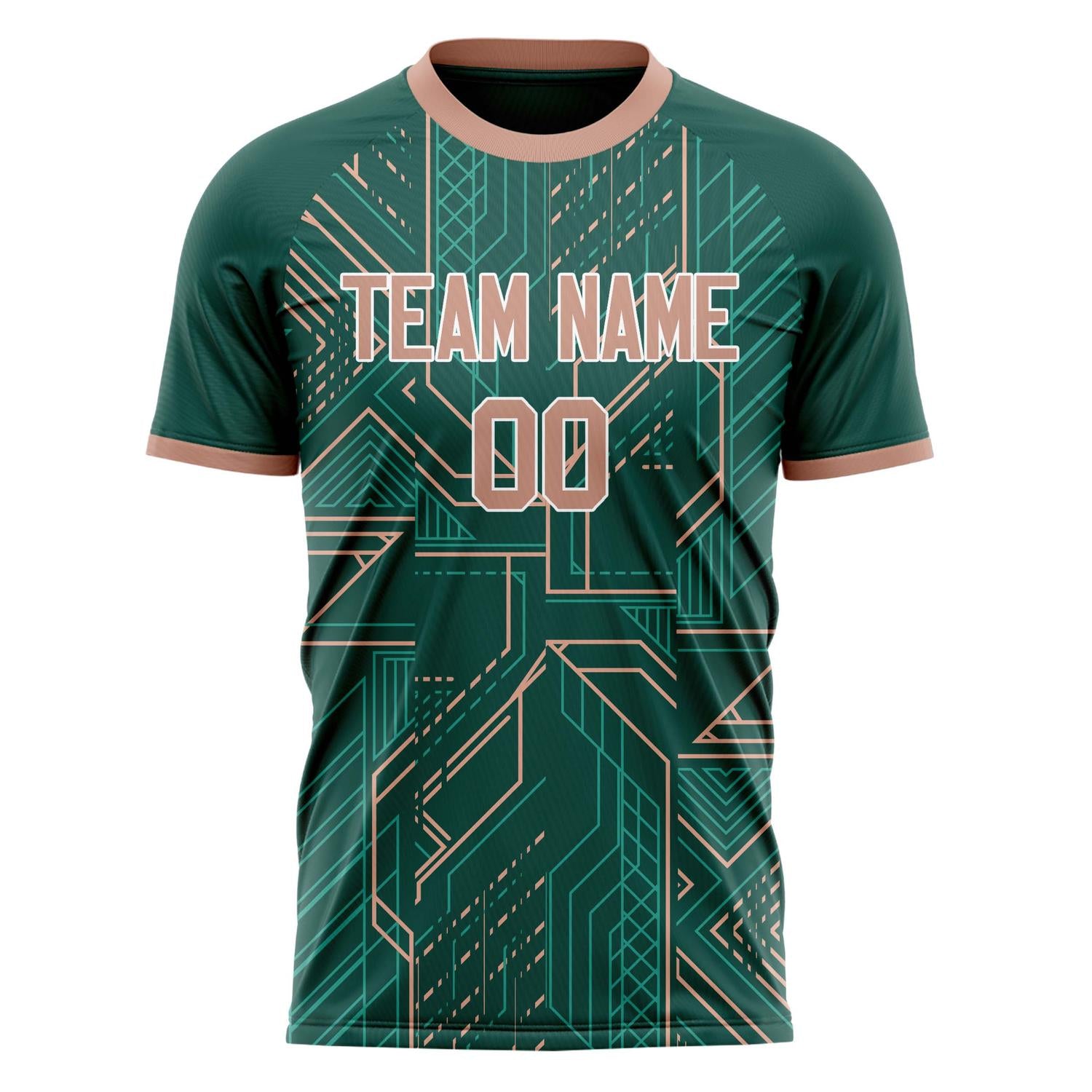 Custom Kelly Green Pink Pattern Soccer Jersey