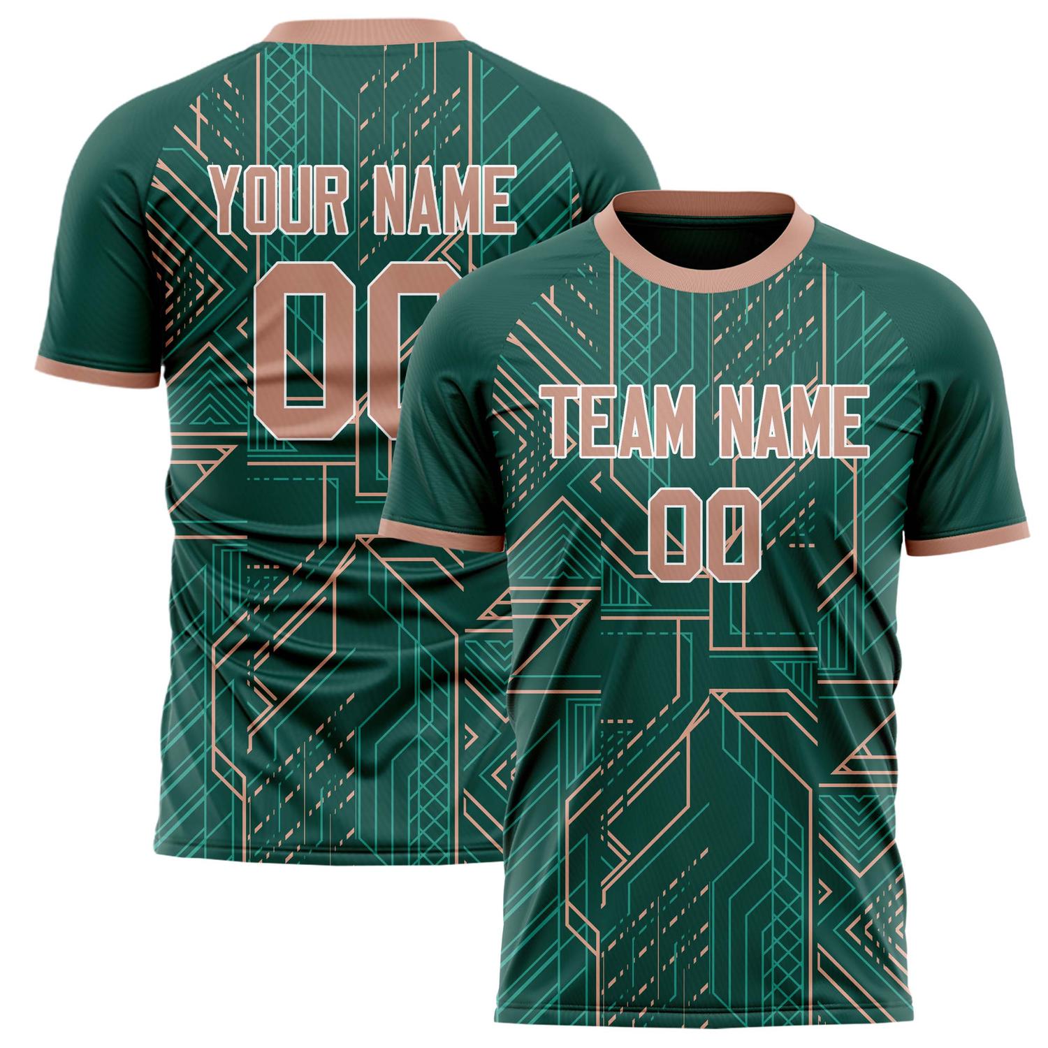 Custom Kelly Green Pink Pattern Soccer Jersey FT02240809JG151
