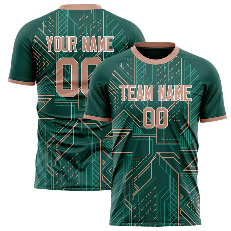 Custom Kelly Green Pink Pattern Soccer Jersey FT02240809JG151