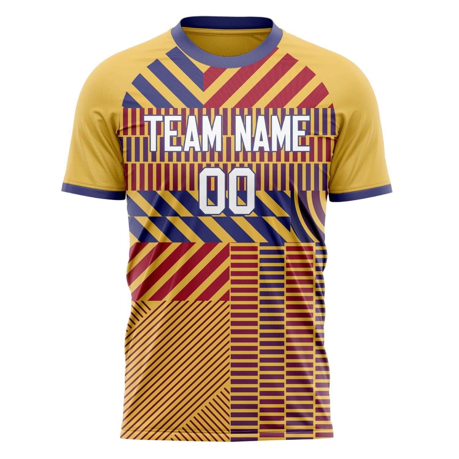 Custom Gold Red Pattern Soccer Jersey
