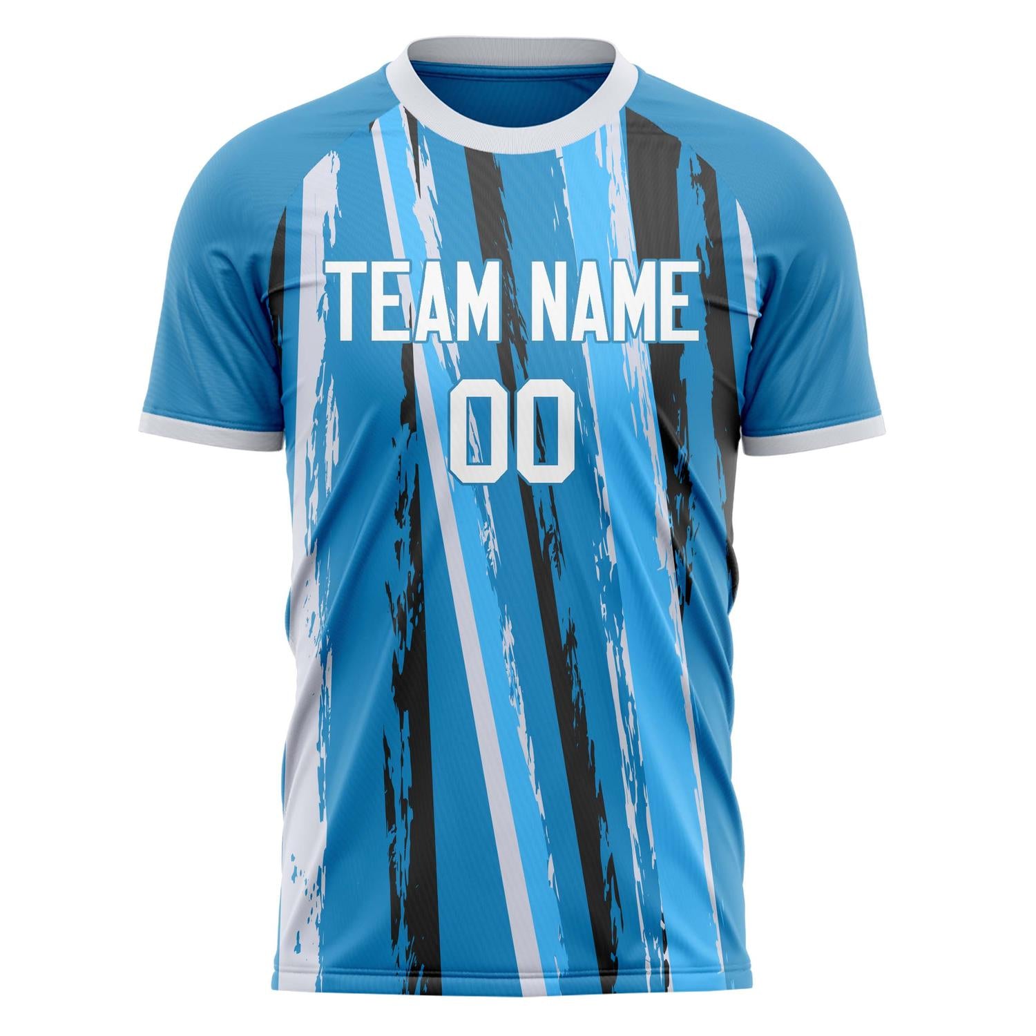 Custom Blue White Pattern Soccer Jersey