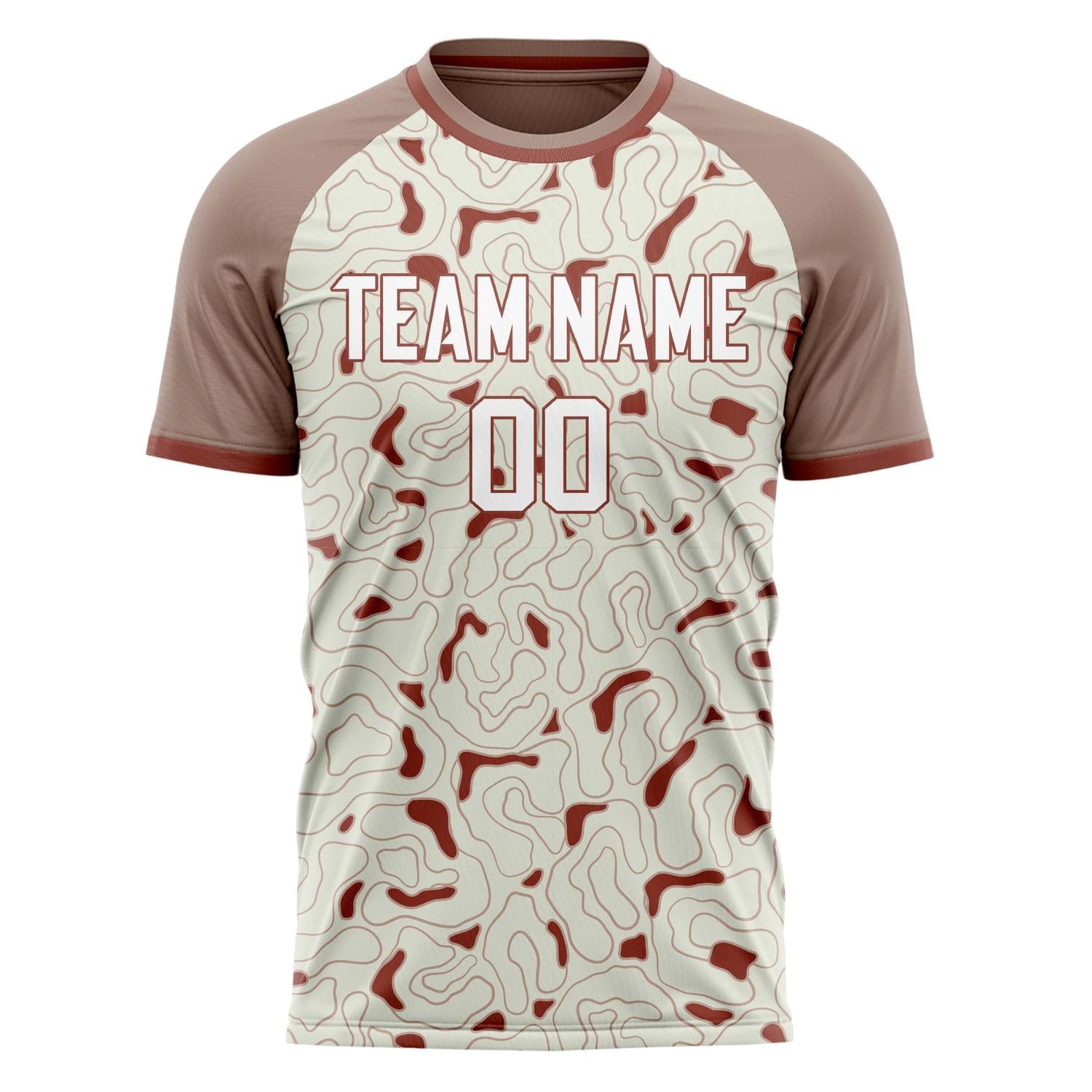 Custom Cream Maroon Pattern Soccer Jersey