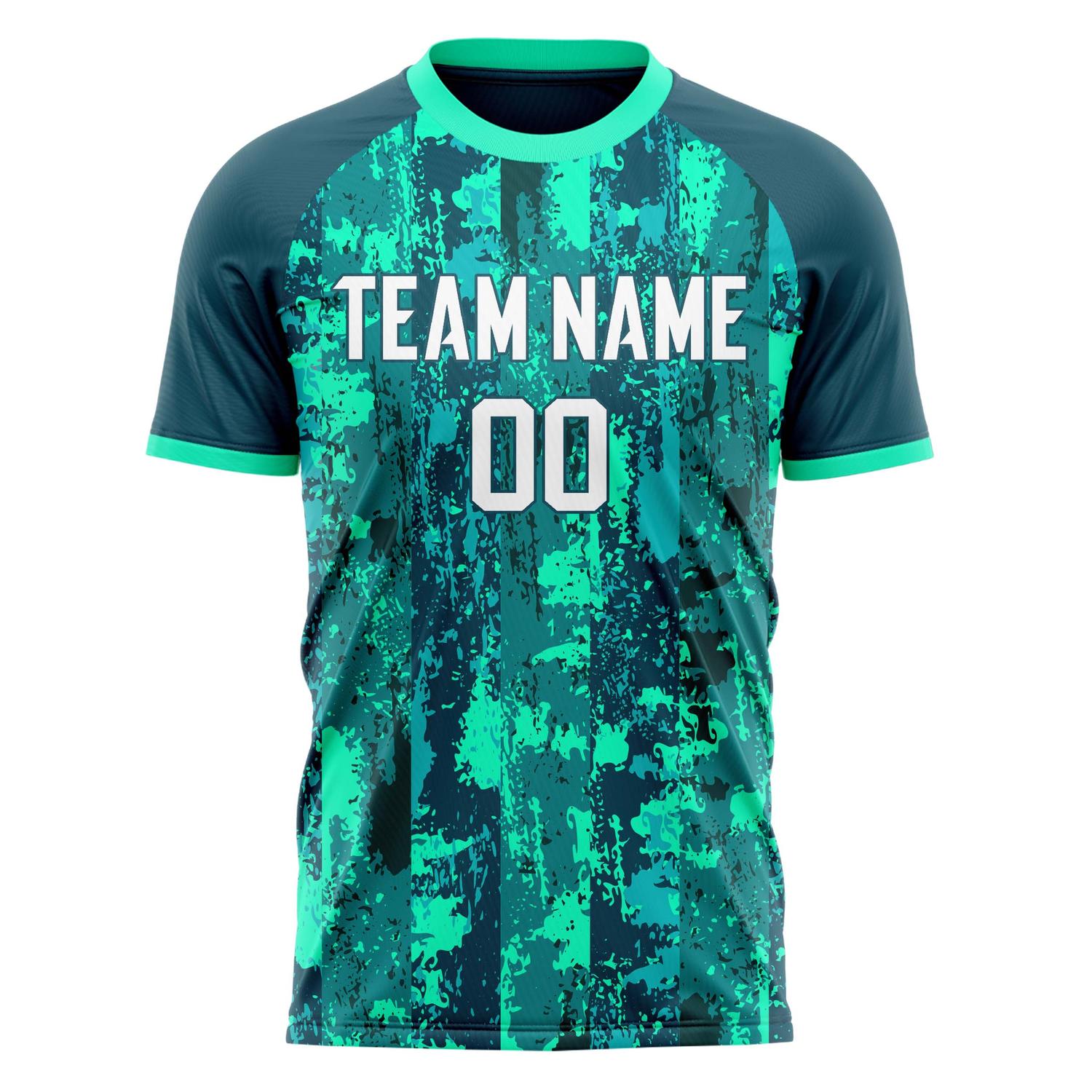 Custom Teal White Pattern Soccer Jersey