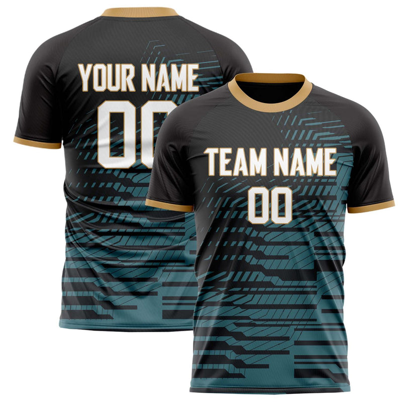 Custom Black White Pattern Soccer Jersey FT02240809JG169