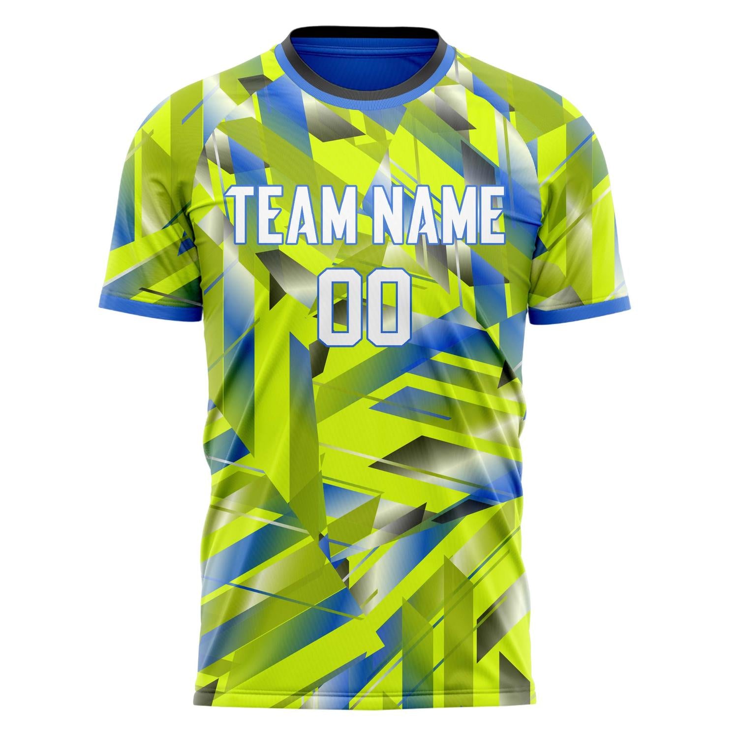 Custom Green Blue Pattern Soccer Jersey