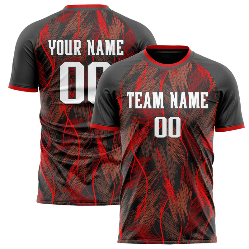 Custom Black Red Pattern Soccer Jersey FT02240809JG176