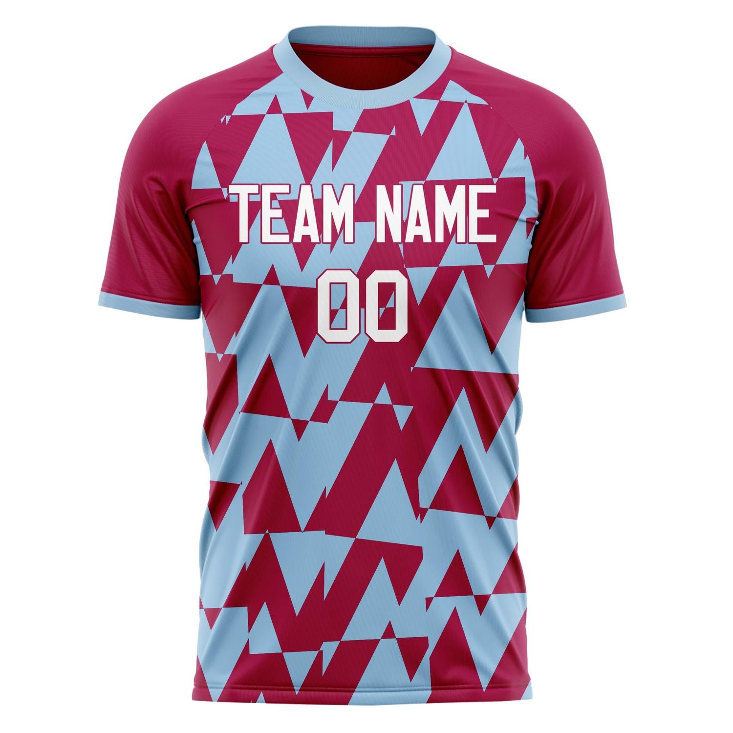Custom Red Blue Pattern Soccer Jersey