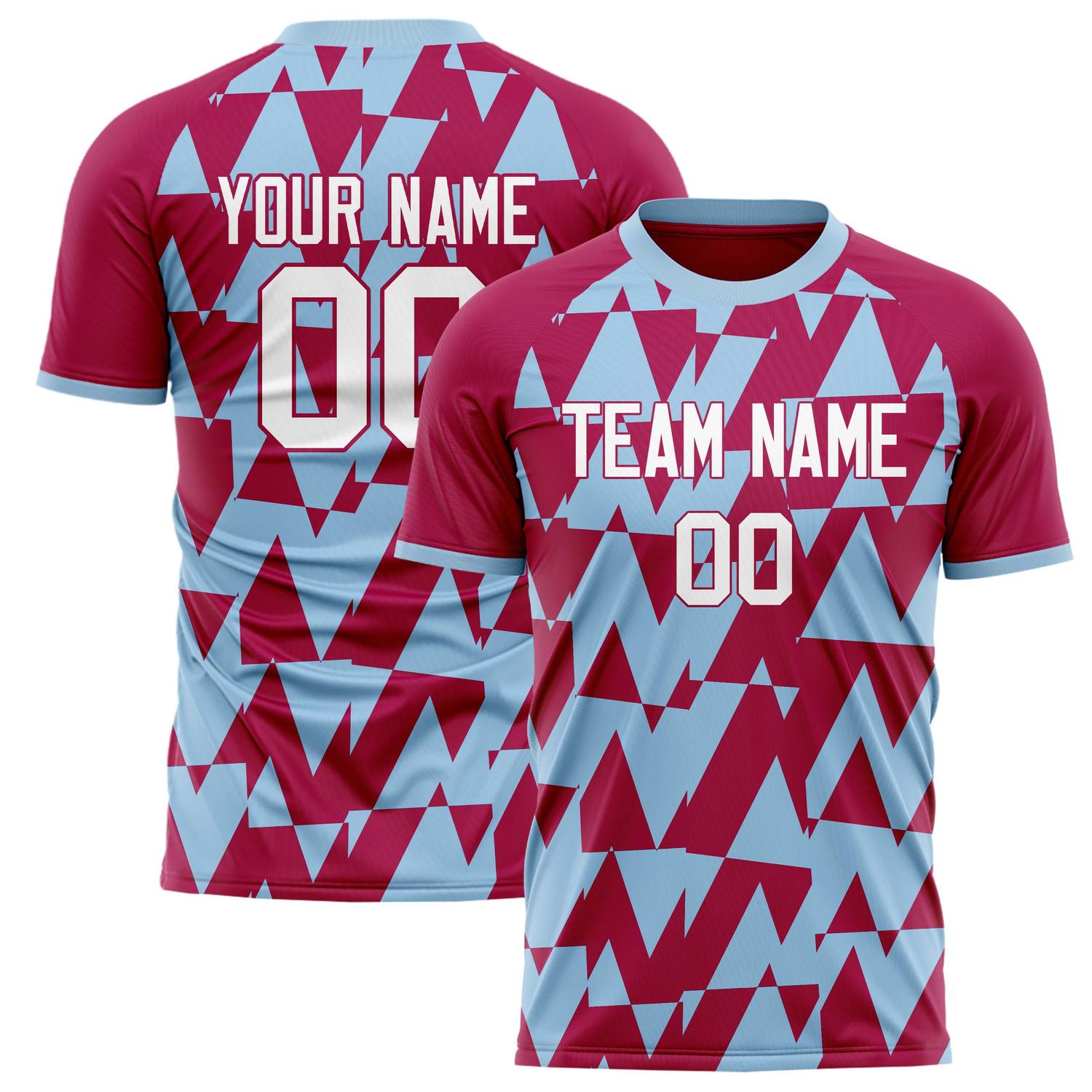 Custom Red Blue Pattern Soccer Jersey FT02240809JG178