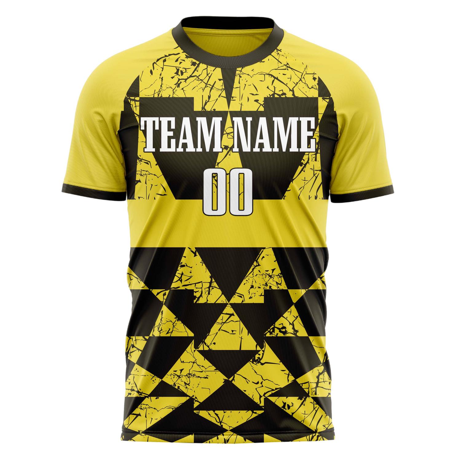 Custom Gold Black Pattern Soccer Jersey