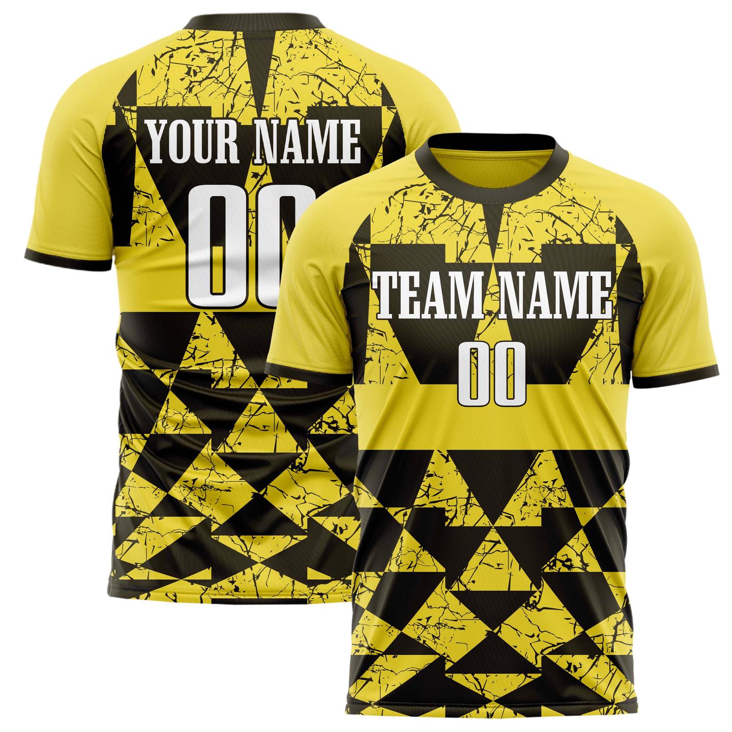 Custom Gold Black Pattern Soccer Jersey FT02240809JG179