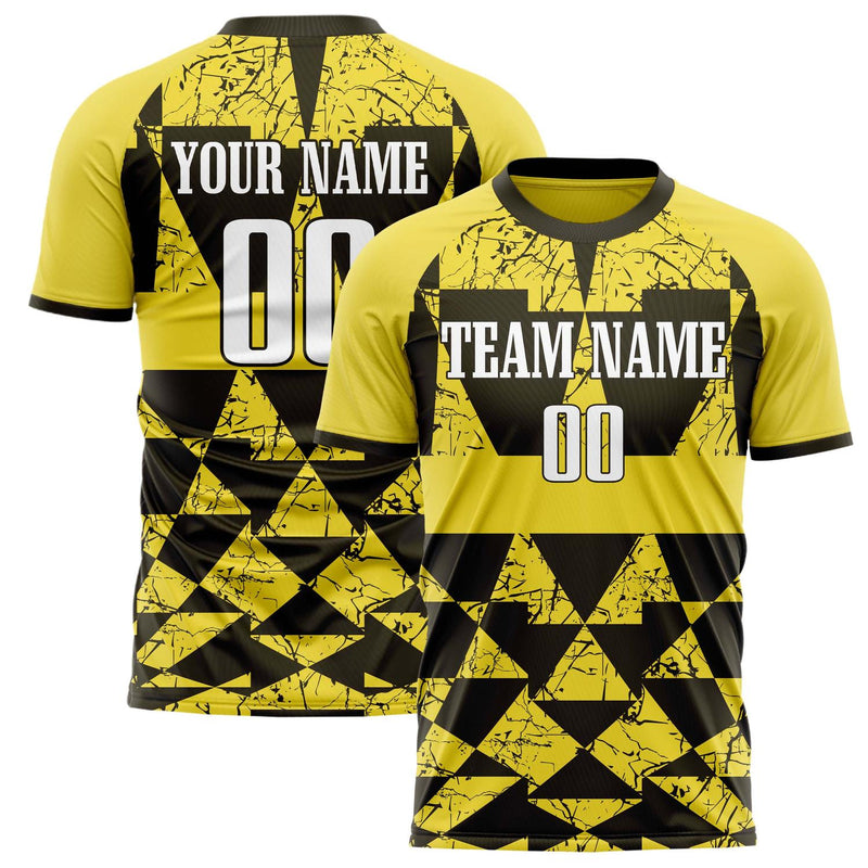 Custom Gold Black Pattern Soccer Jersey FT02240809JG179