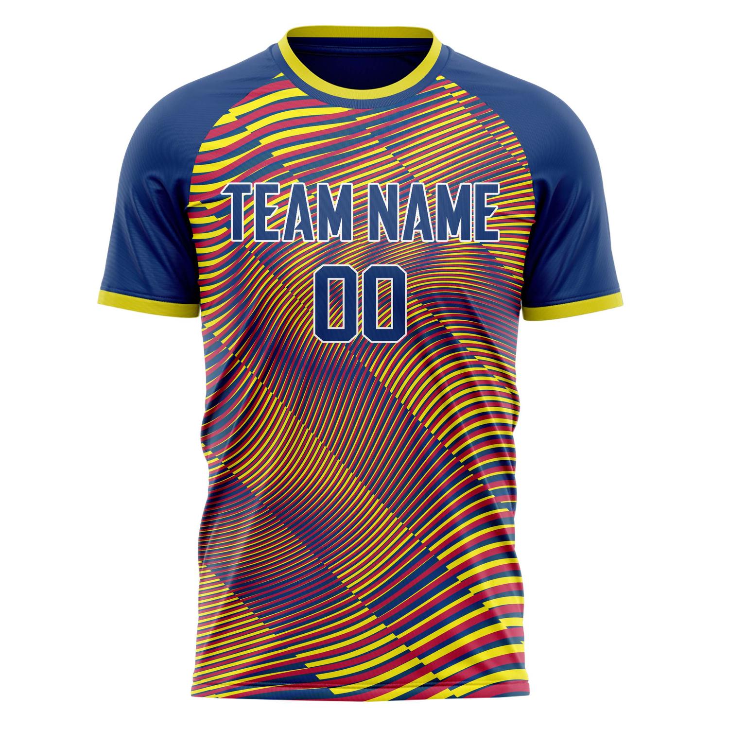 Custom Royal Yellow Pattern Soccer Jersey