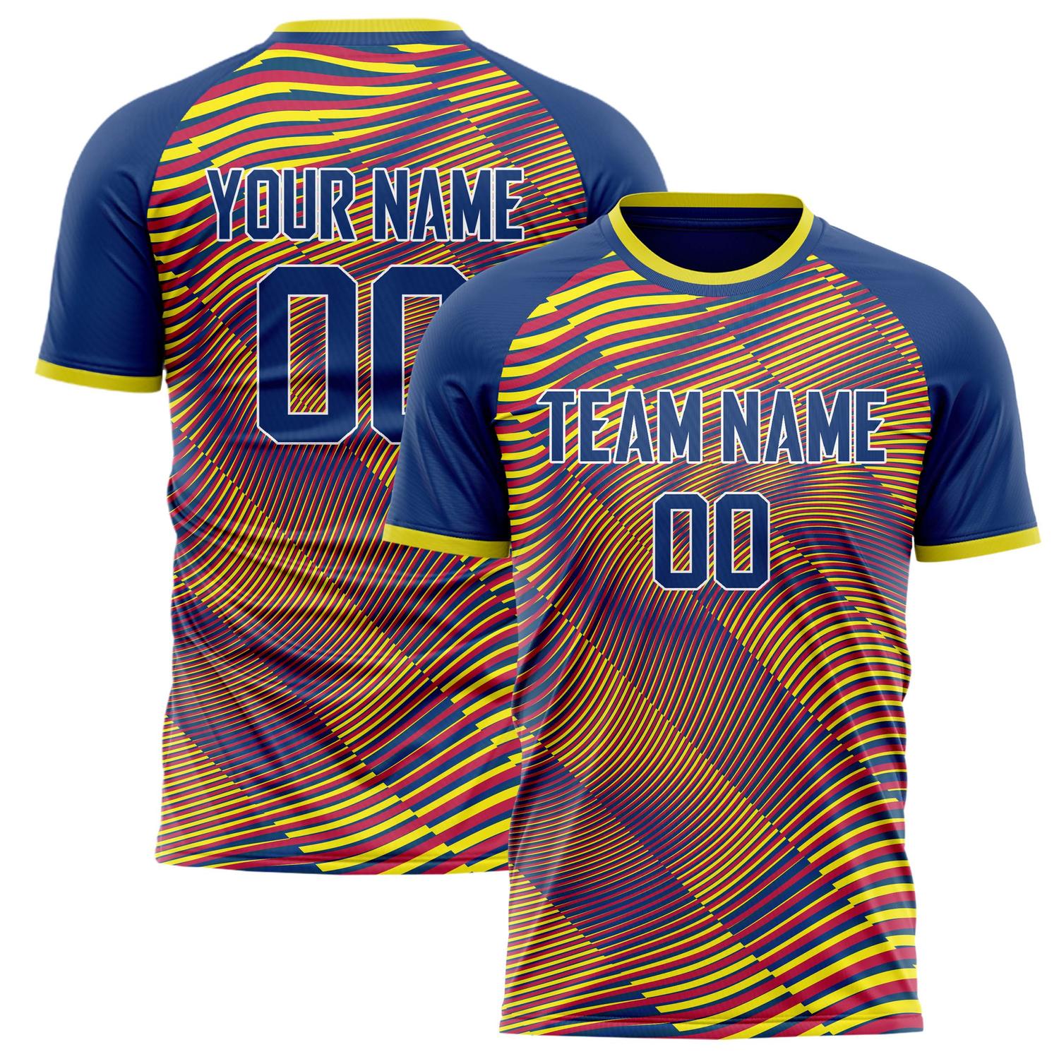 Custom Royal Yellow Pattern Soccer Jersey FT02240809JG181