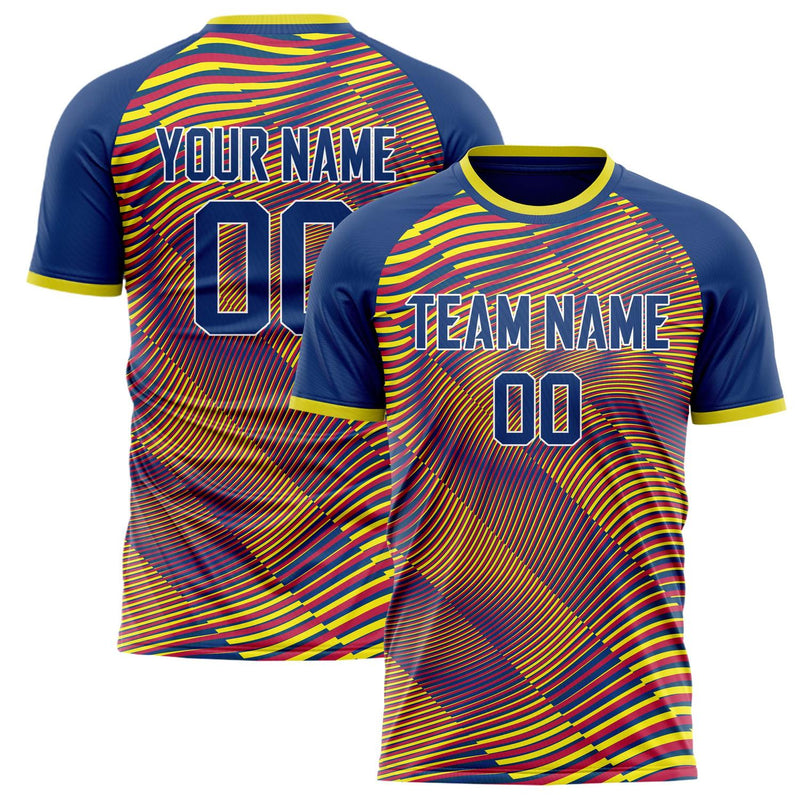 Custom Royal Yellow Pattern Soccer Jersey FT02240809JG181