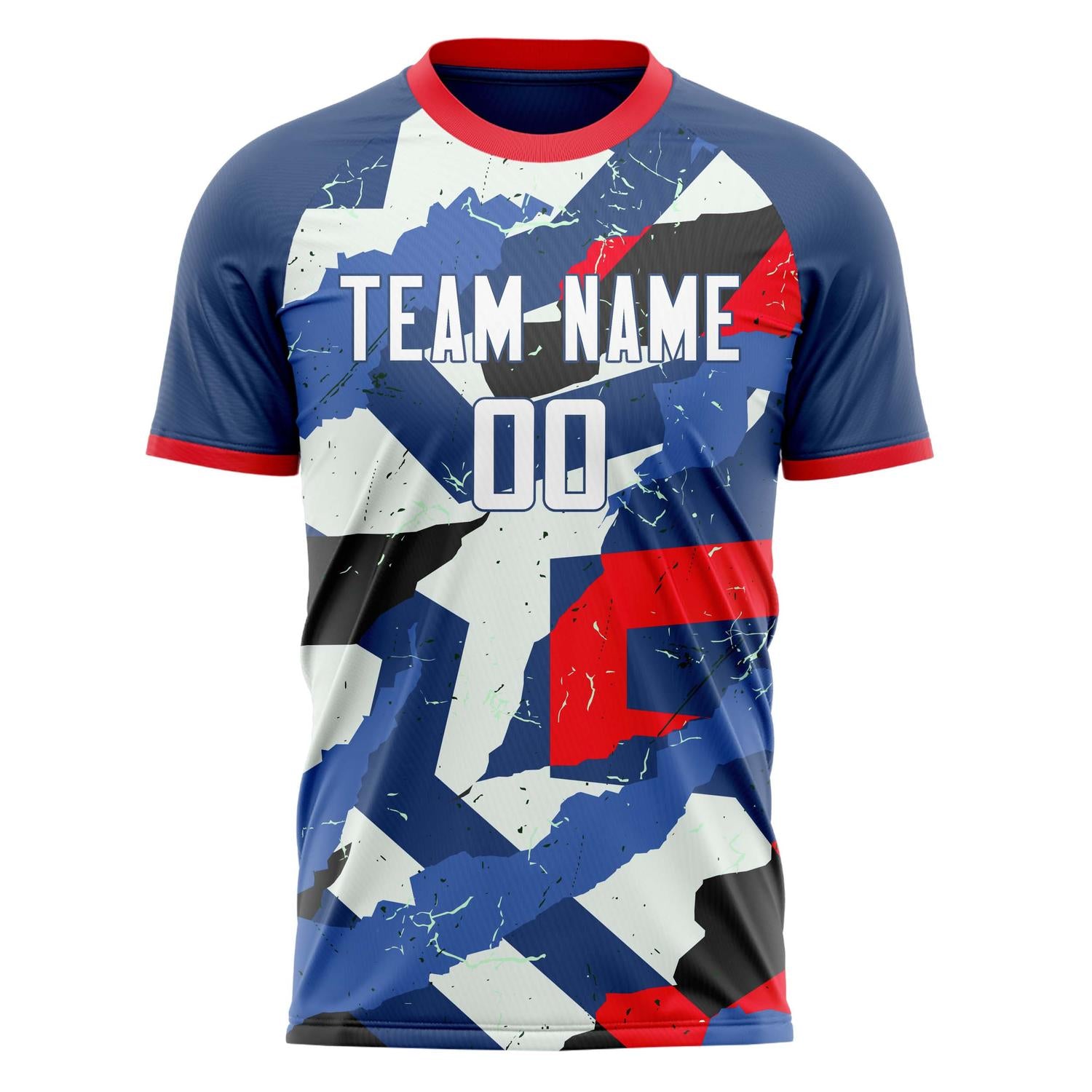 Custom Navy White Pattern Soccer Jersey