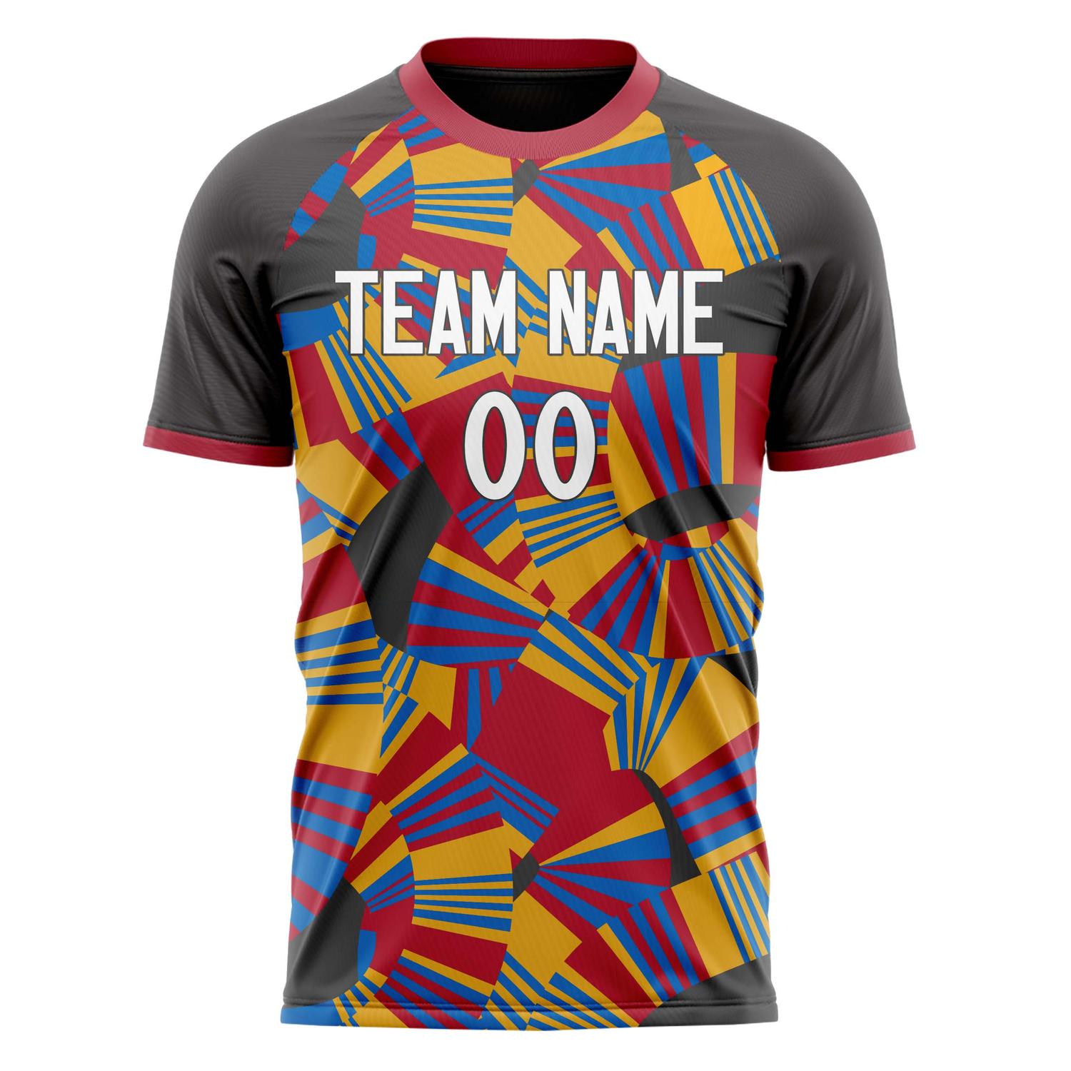 Custom Gray Red Pattern Soccer Jersey