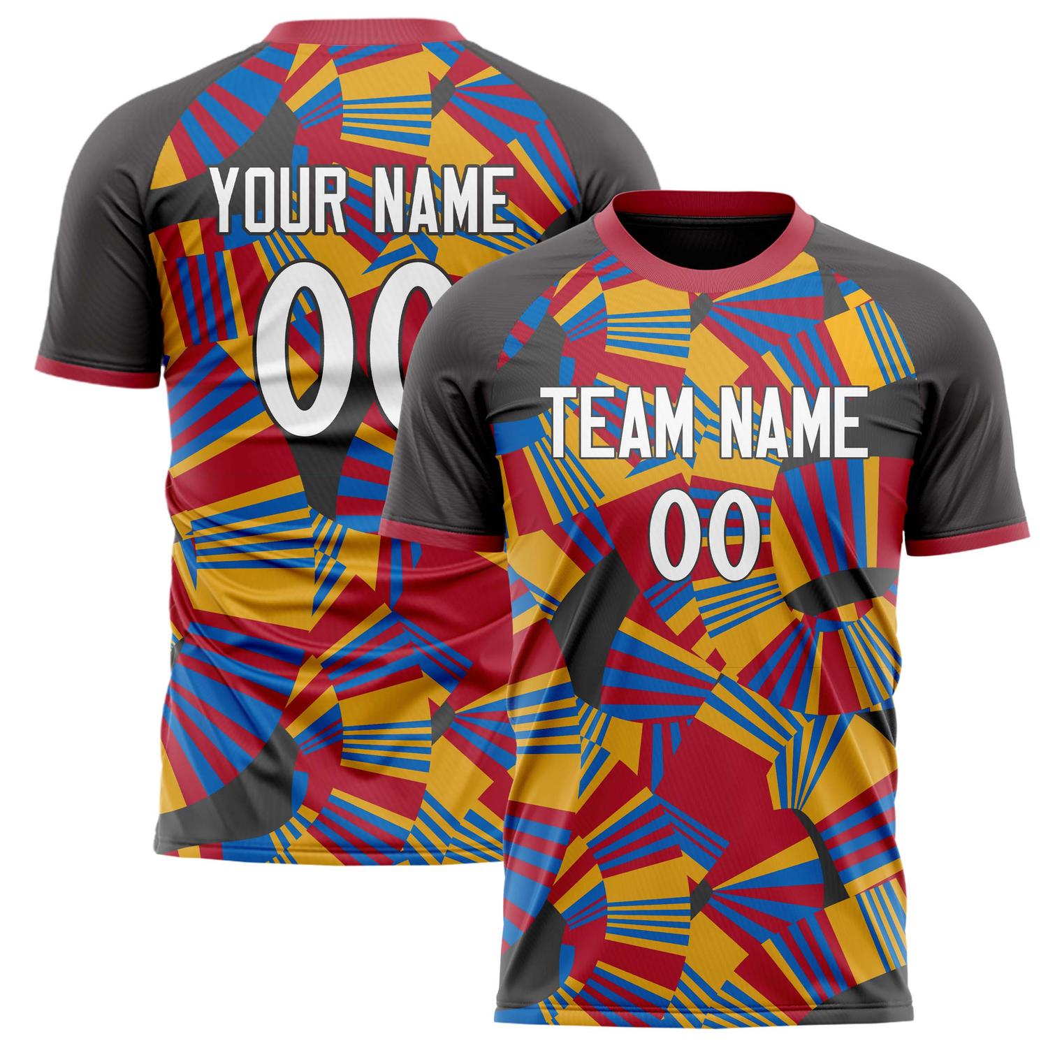 Custom Gray Red Pattern Soccer Jersey FT02240809JG185