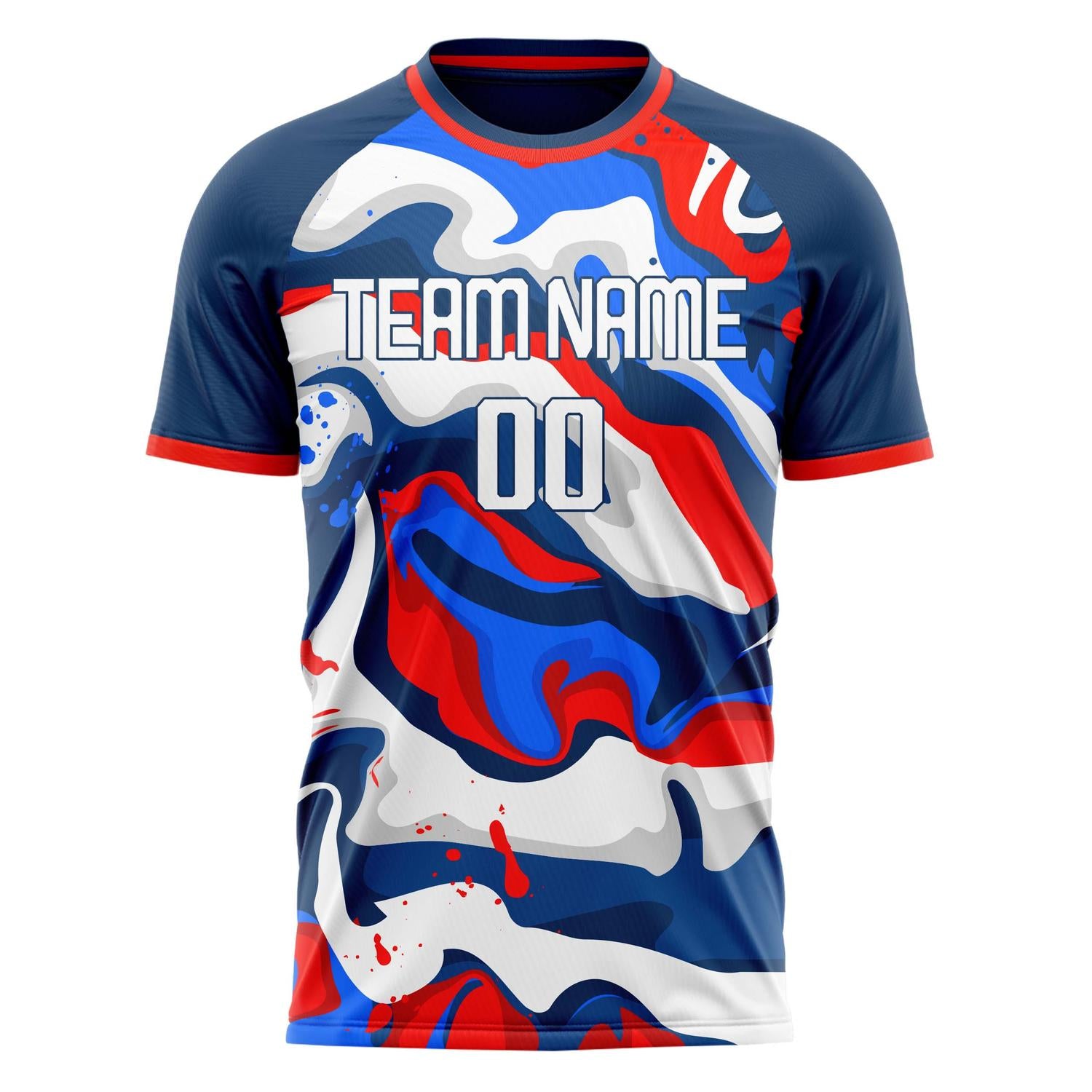 Custom Navy White Pattern Soccer Jersey
