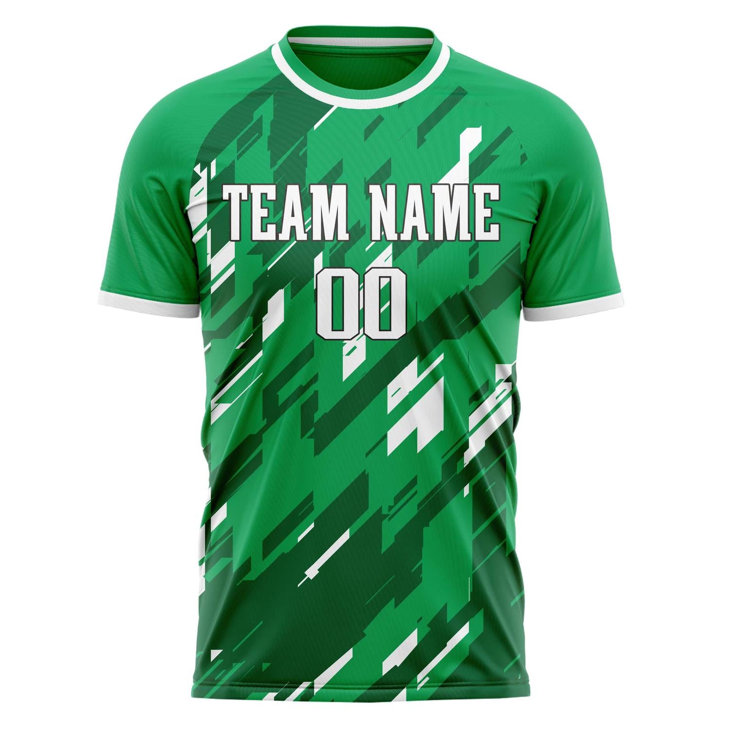 Custom Kelly Green White Pattern Soccer Jersey
