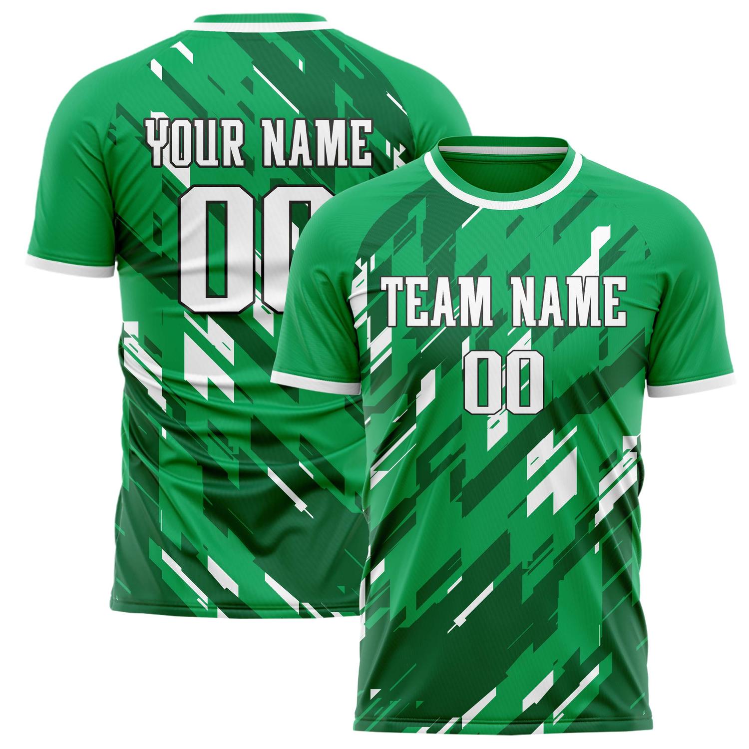 Custom Kelly Green White Pattern Soccer Jersey FT02240809JG187