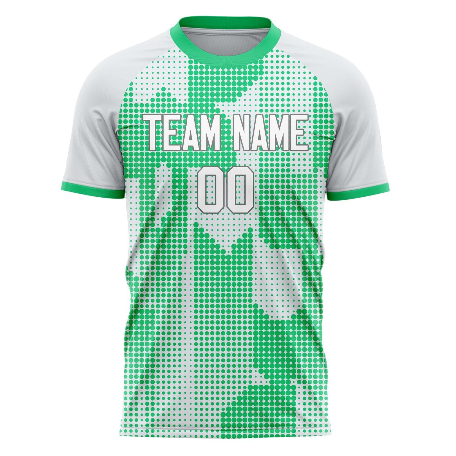 Custom Green White Pattern Soccer Jersey