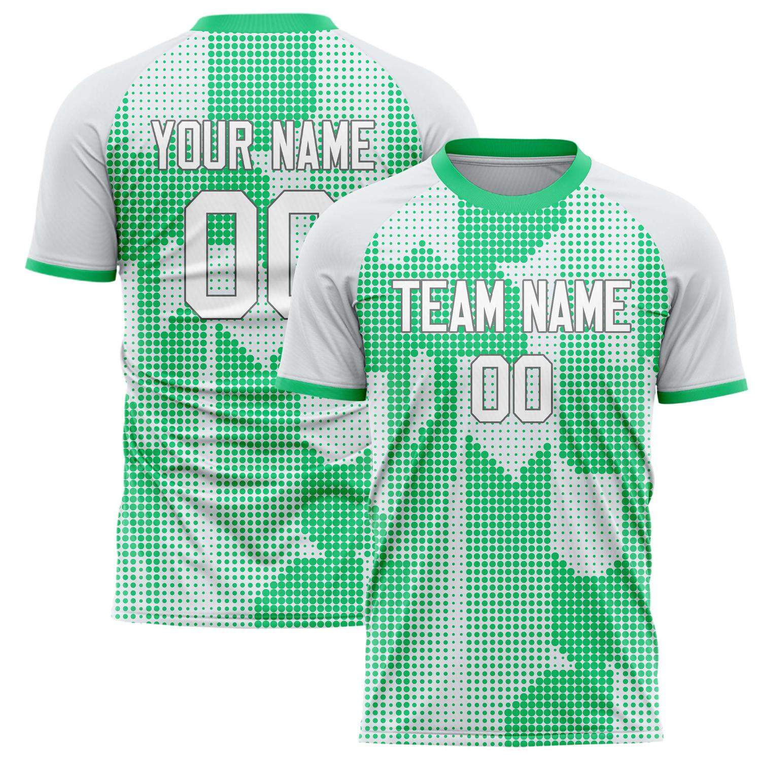 Custom Green White Pattern Soccer Jersey FT02240809JG188