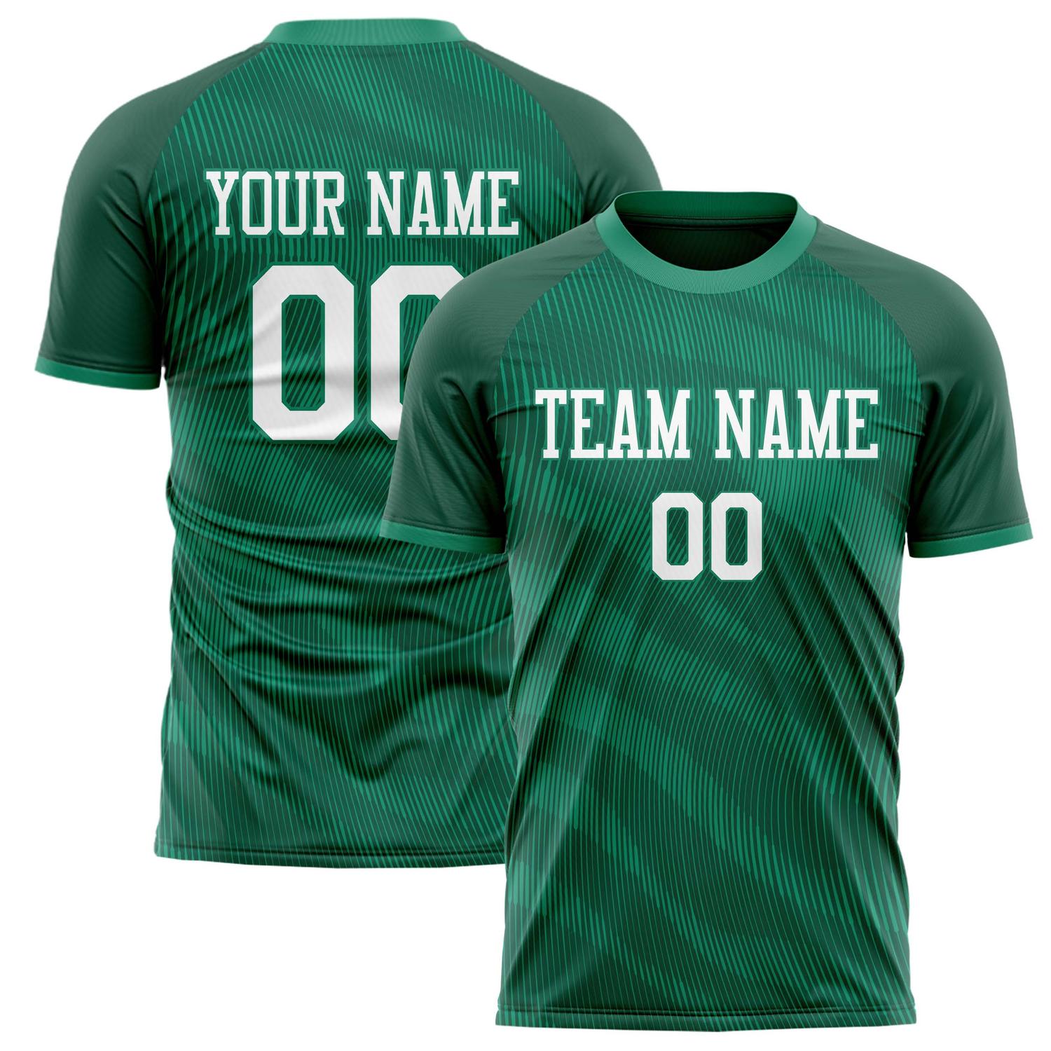 Custom Green White Pattern Soccer Jersey FT02240809JG190