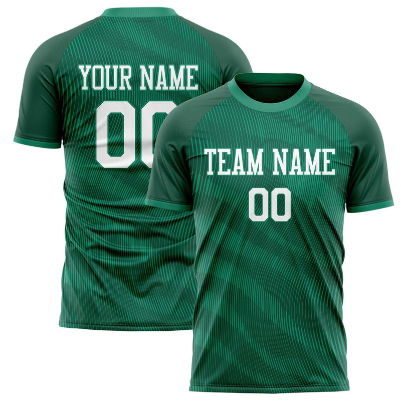 Custom Green White Pattern Soccer Jersey FT02240809JG190