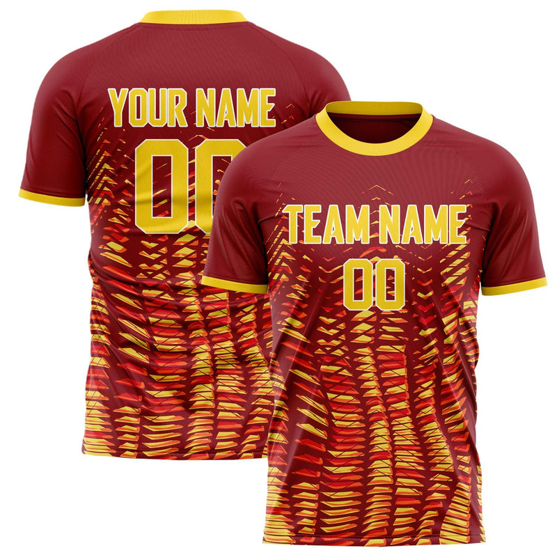 Custom Red Gold Pattern Soccer Jersey FT02240809JG191