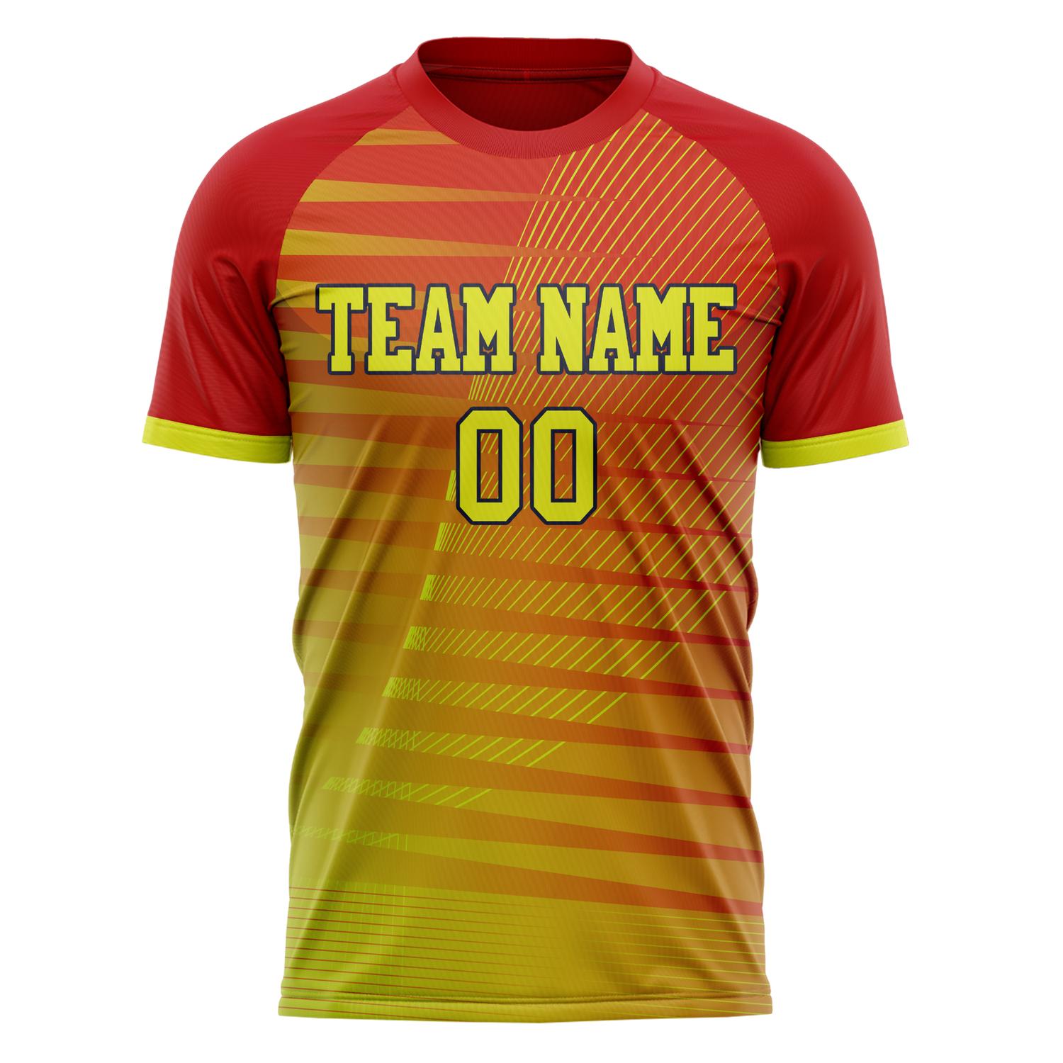 Custom Red Yellow Pattern Soccer Jersey