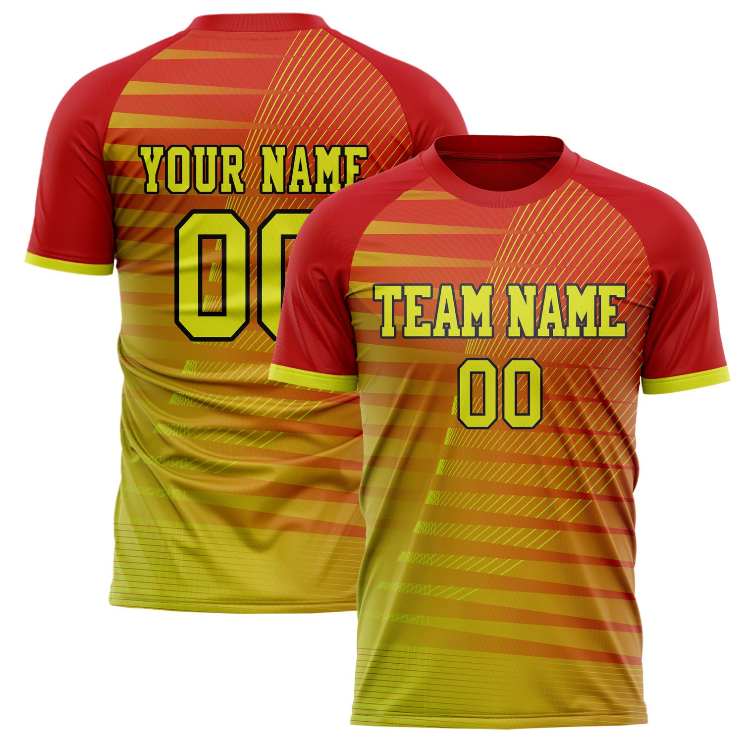 Custom Red Yellow Pattern Soccer Jersey FT02240809XF193