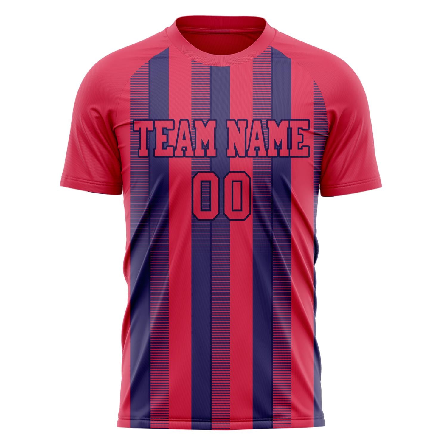 Custom Red Navy Pattern Soccer Jersey