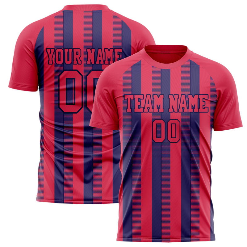 Custom Red Navy Pattern Soccer Jersey FT02240809XF194
