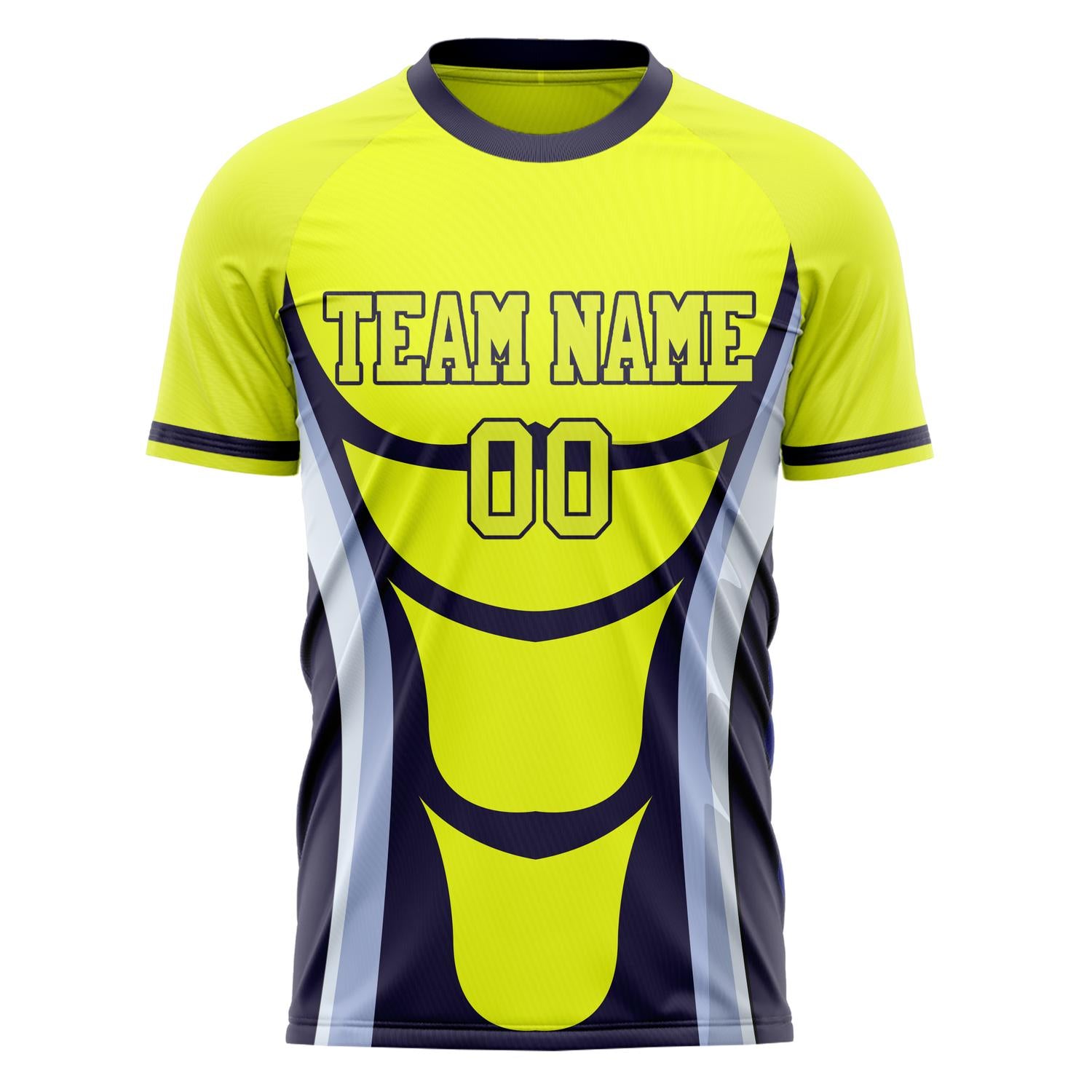 Custom Yellow Navy Pattern Soccer Jersey