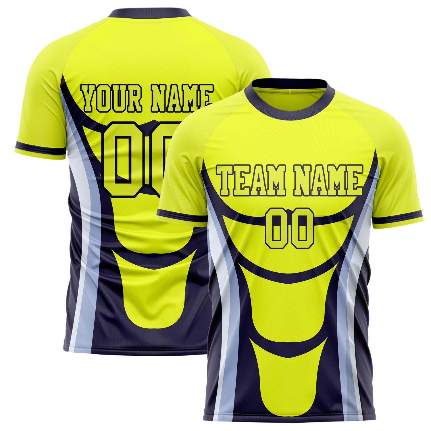 Custom Yellow Navy Pattern Soccer Jersey FT02240809XF195