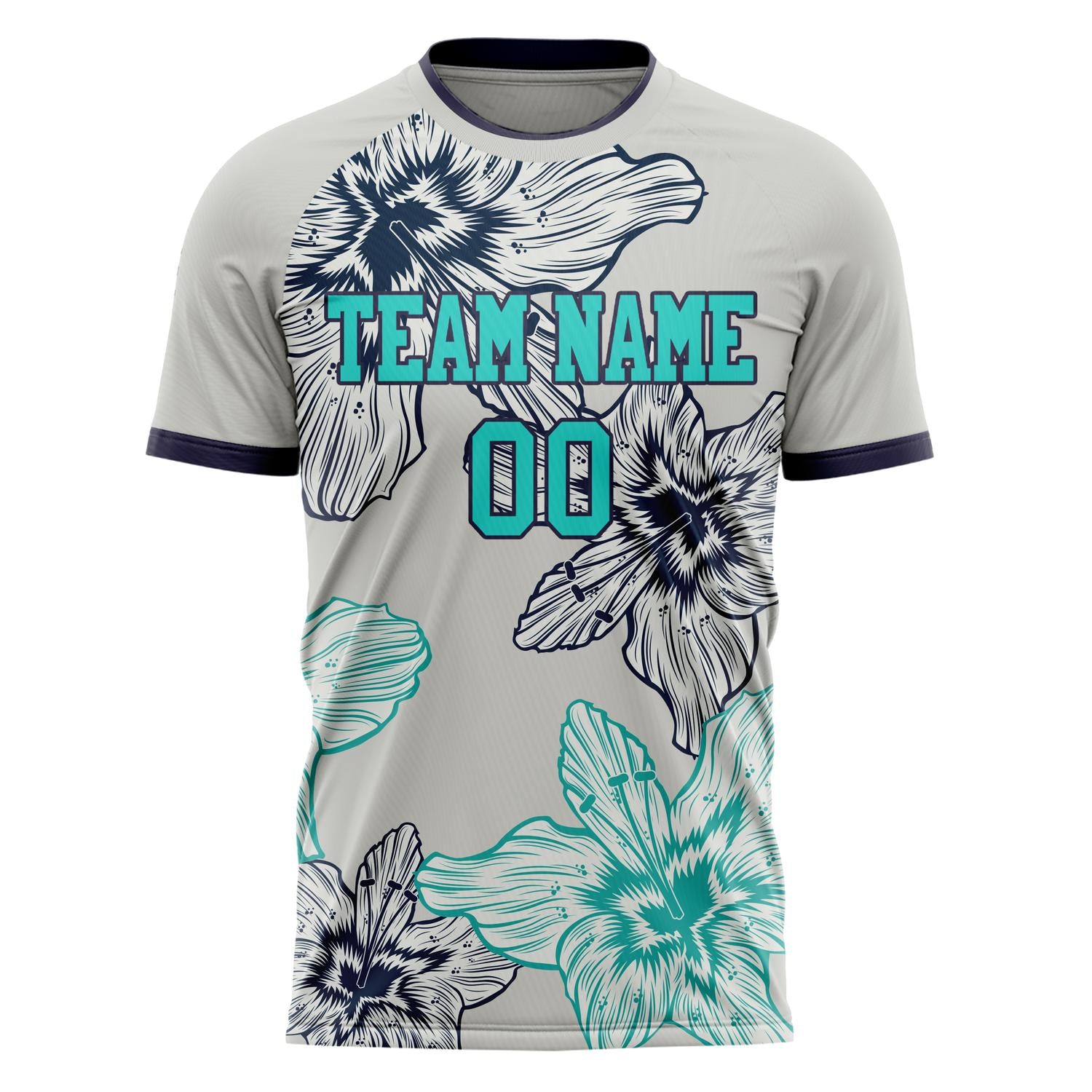 Custom Gray Navy Pattern Soccer Jersey