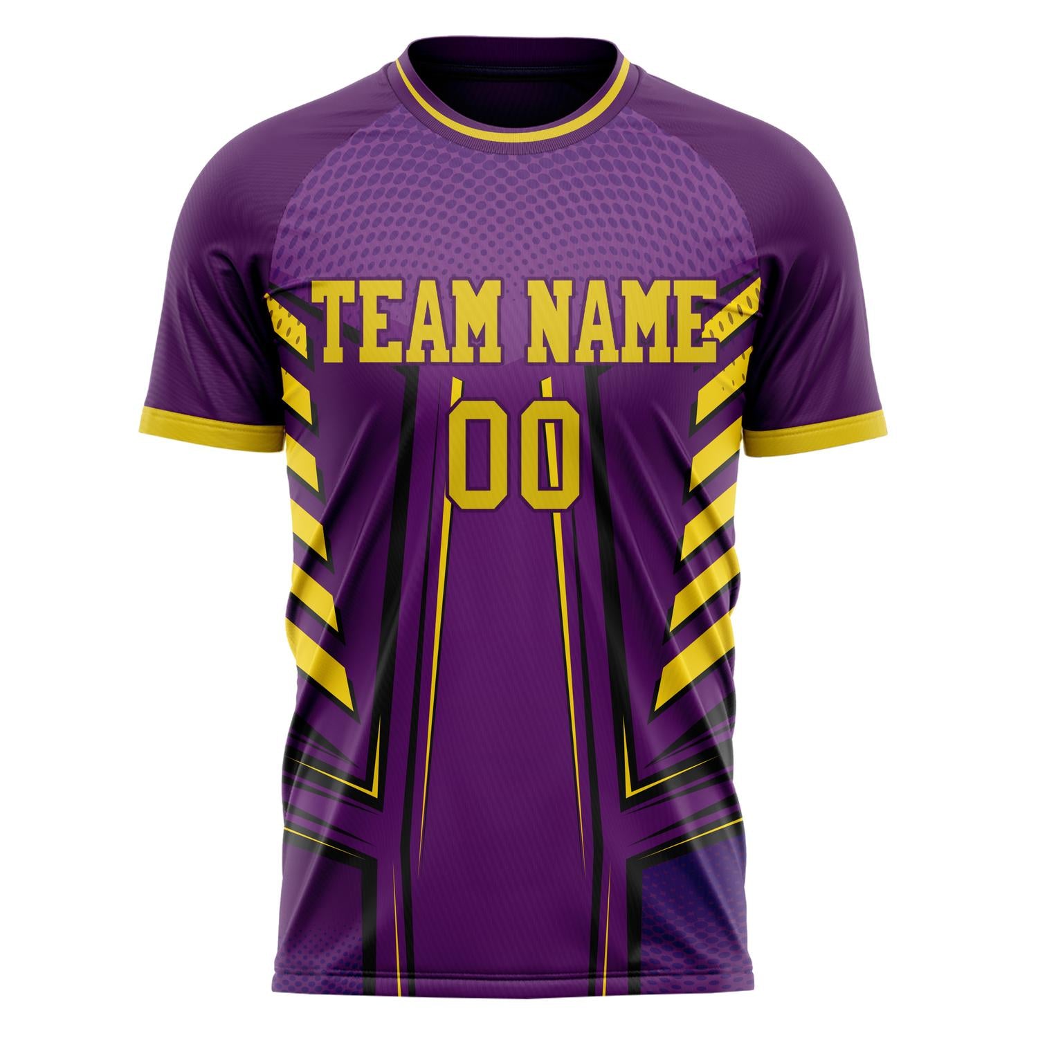 Custom Purple Gold Pattern Soccer Jersey