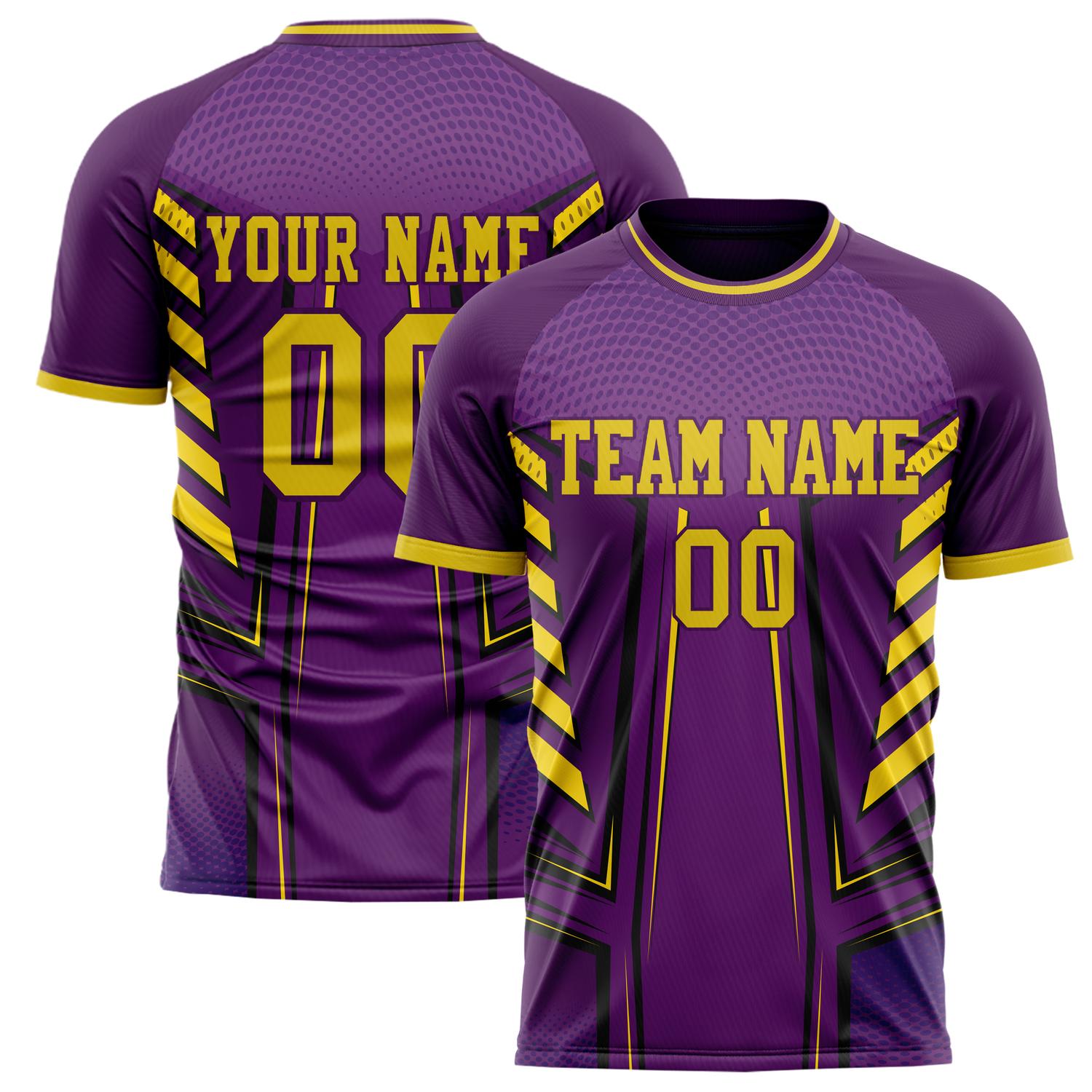 Custom Purple Gold Pattern Soccer Jersey FT02240809XF199