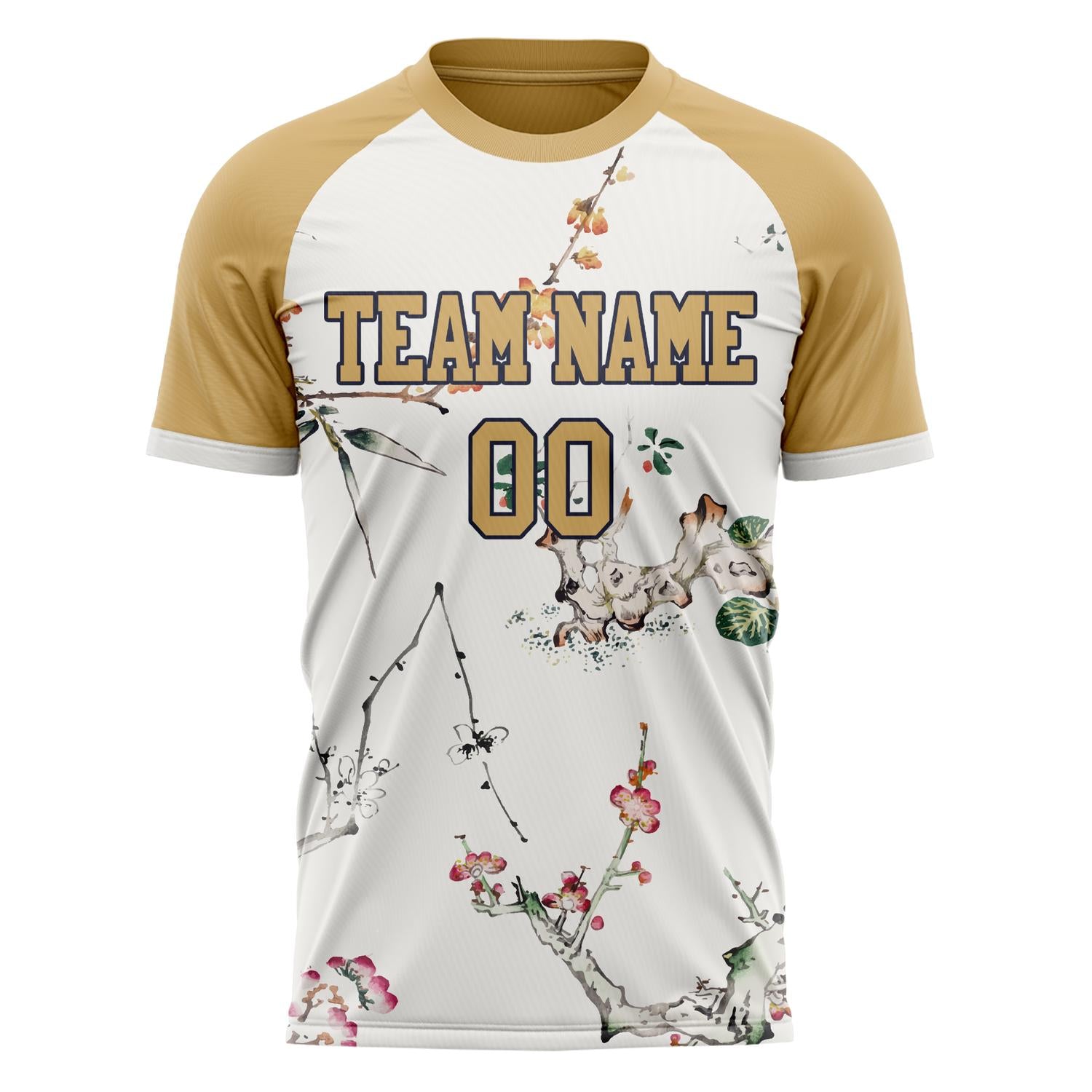Custom White Light Brown Pattern Soccer Jersey