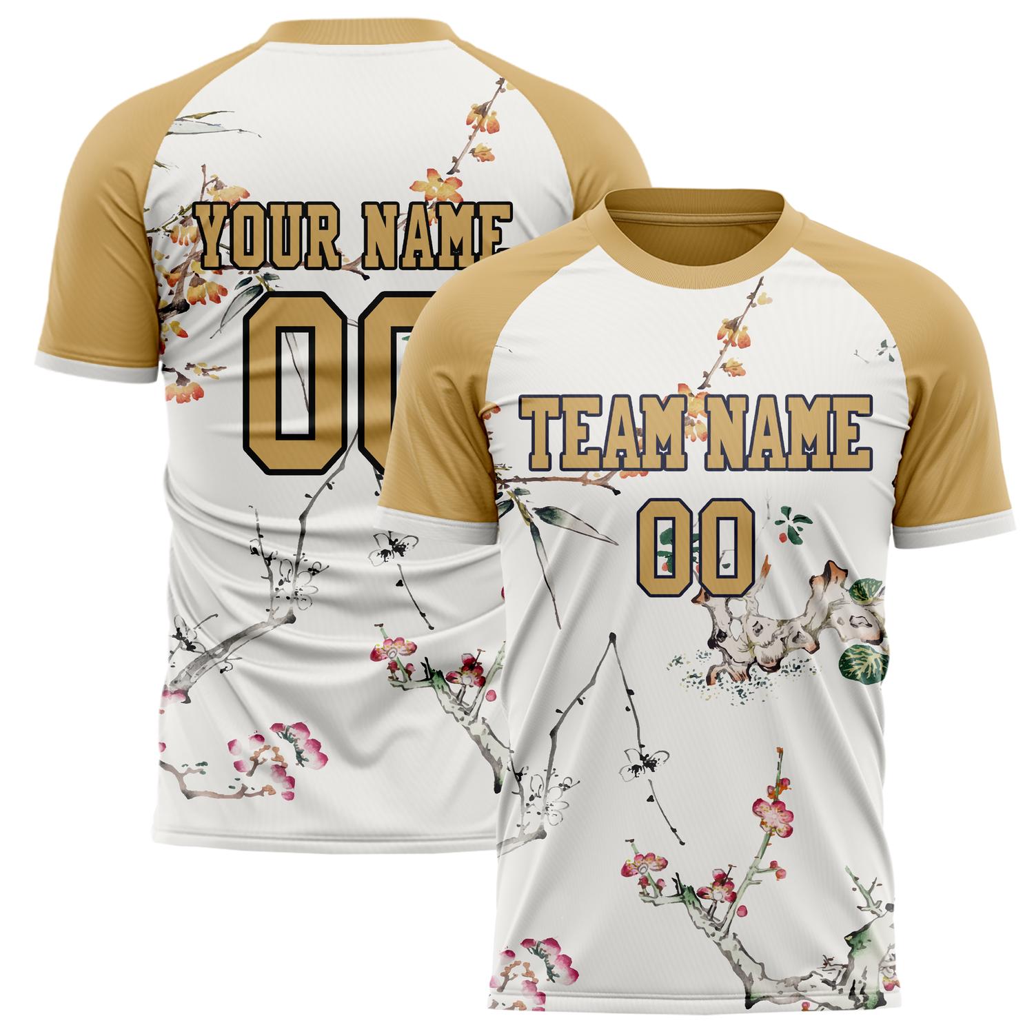Custom White Light Brown Pattern Soccer Jersey FT02240809XF200