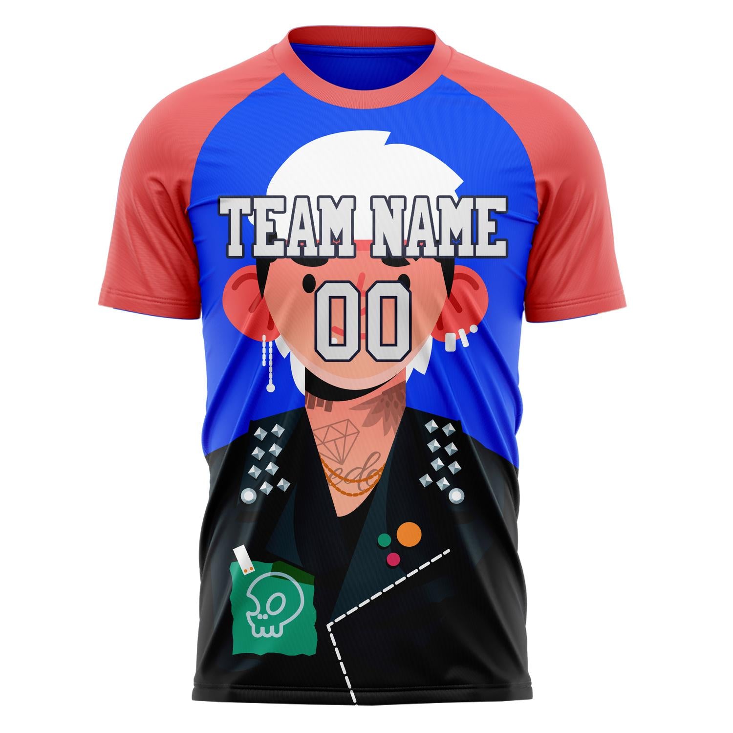 Custom Pink Blue Pattern Soccer Jersey